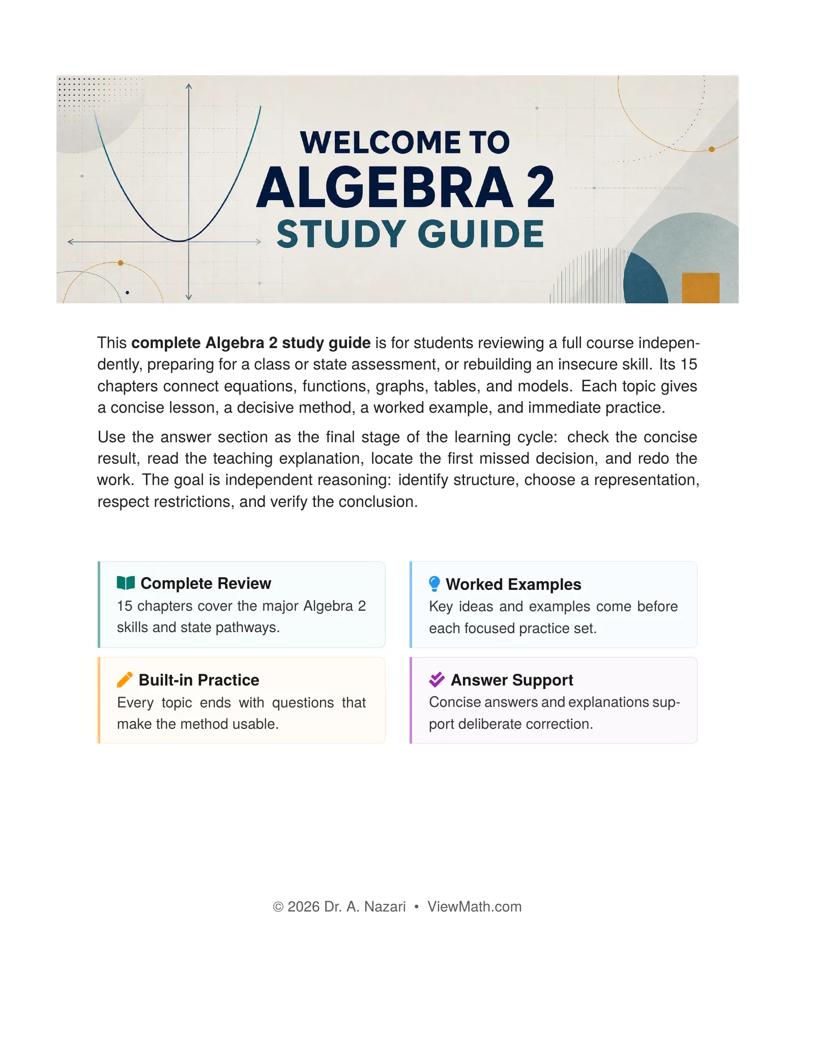 ViewMath book welcome and introduction page