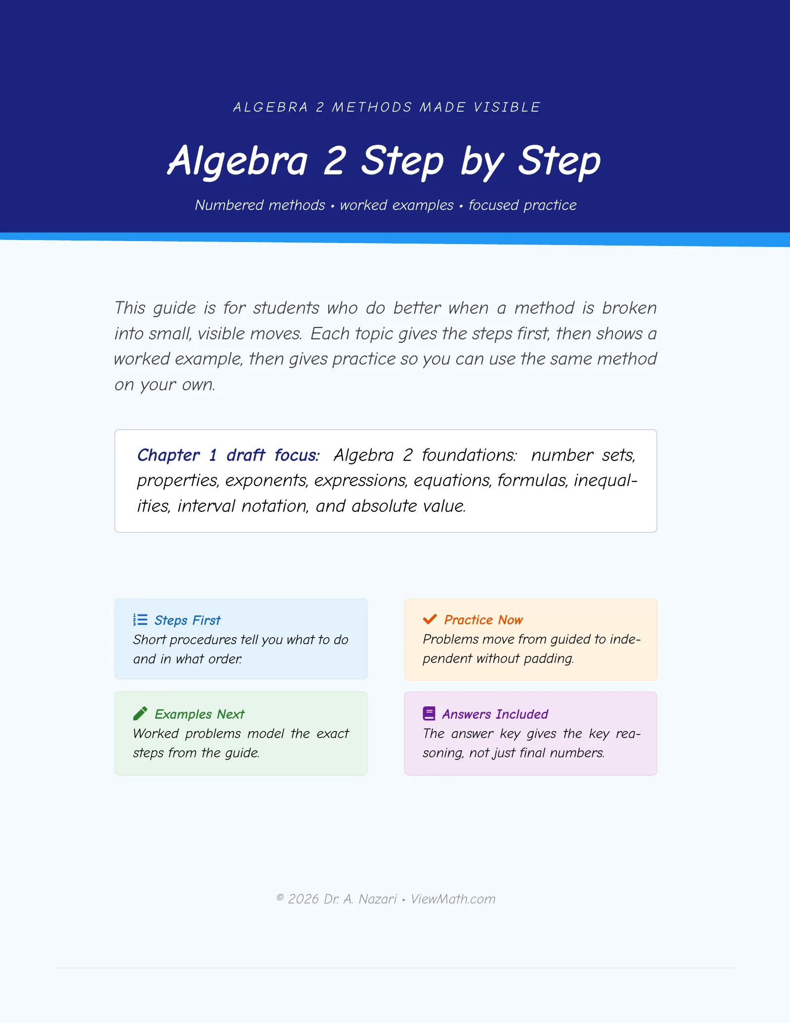 ViewMath book welcome and introduction page