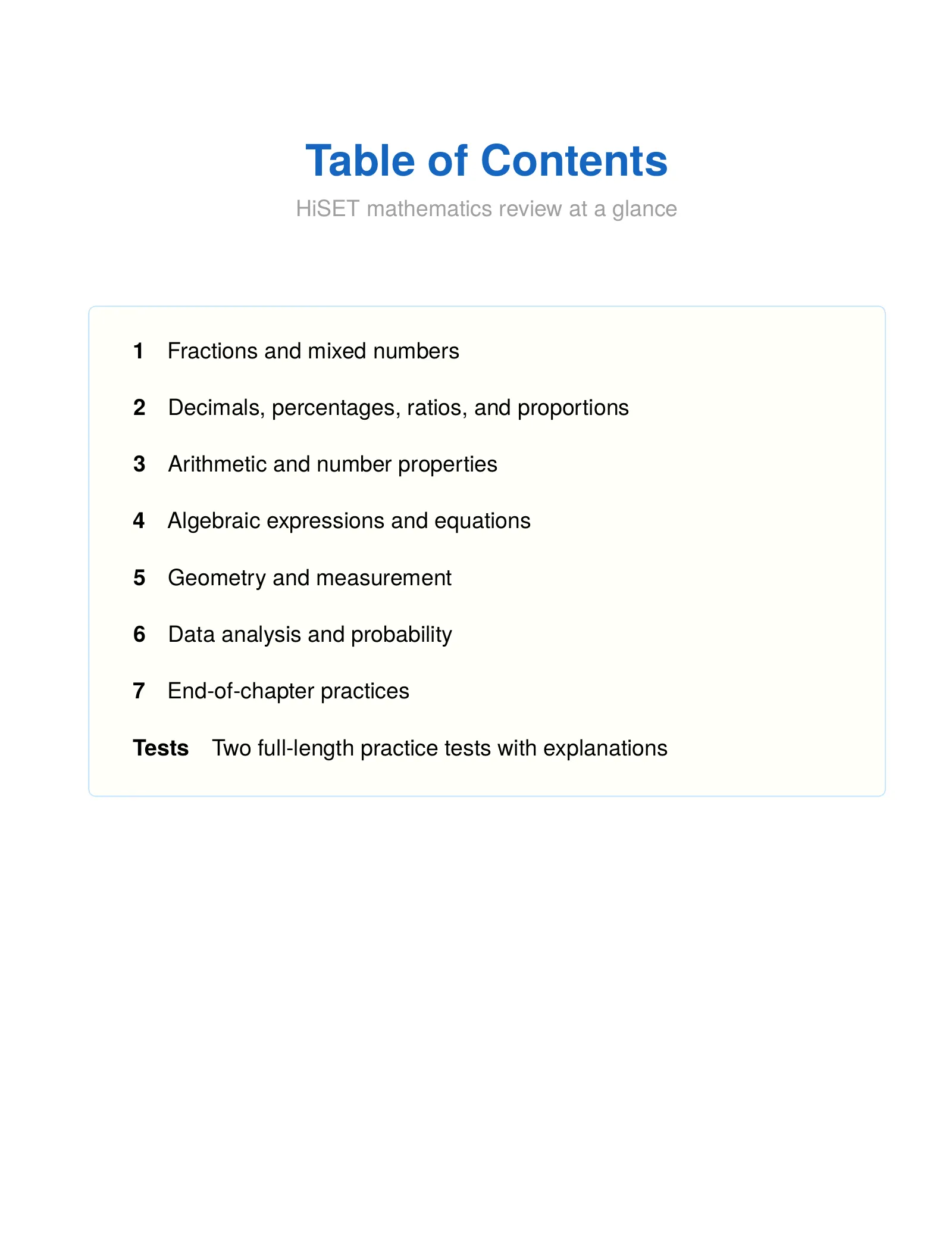 ViewMath book table of contents page