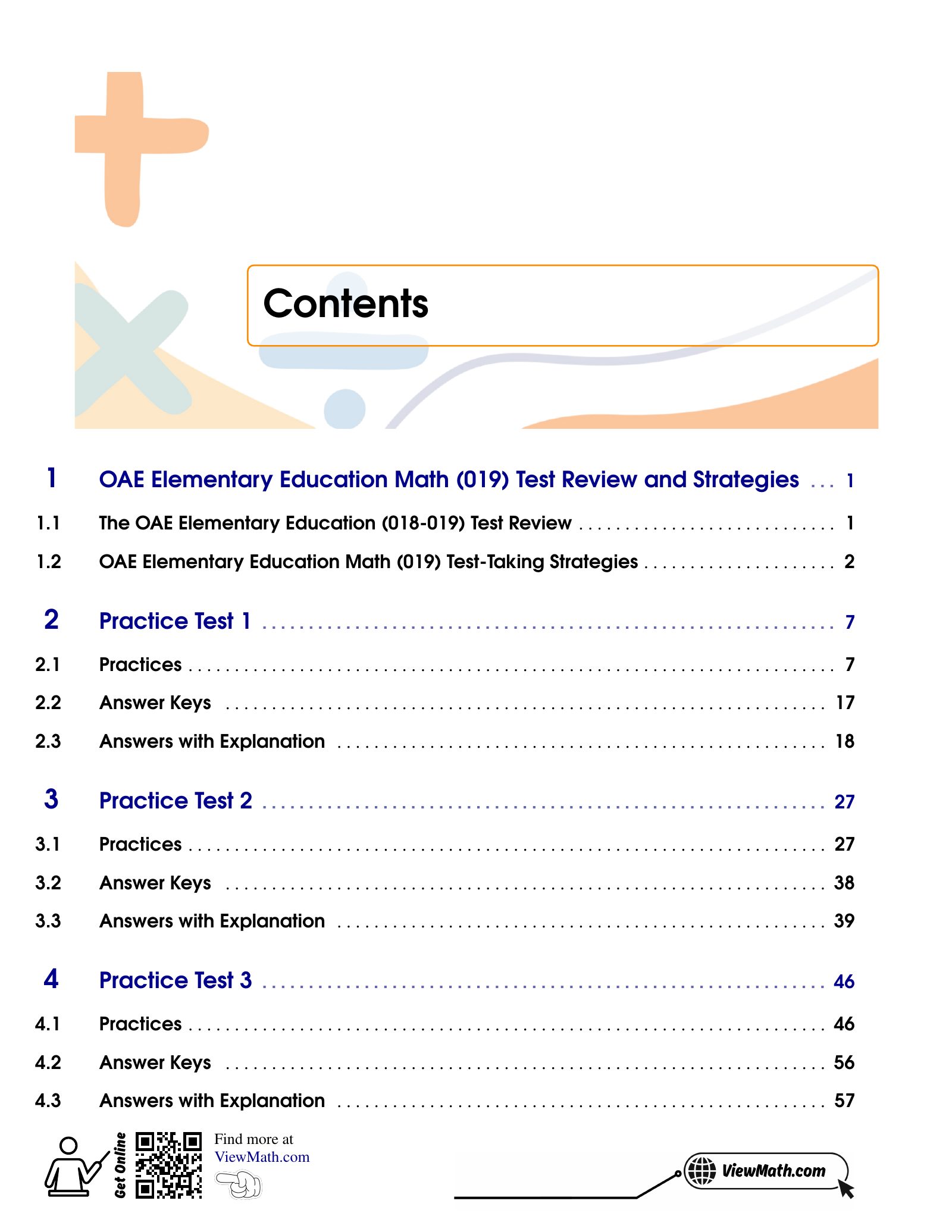 ViewMath book table of contents page