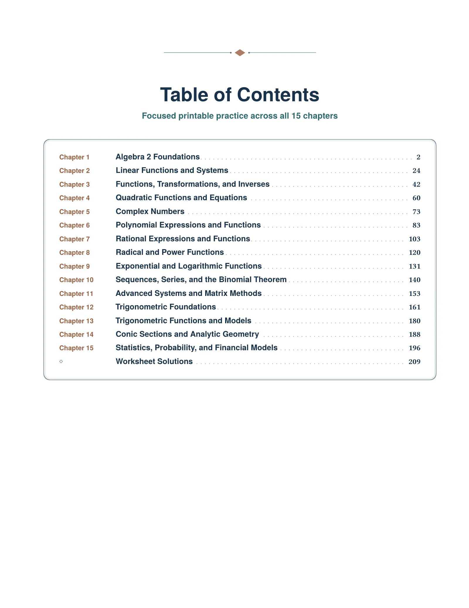ViewMath book table of contents page