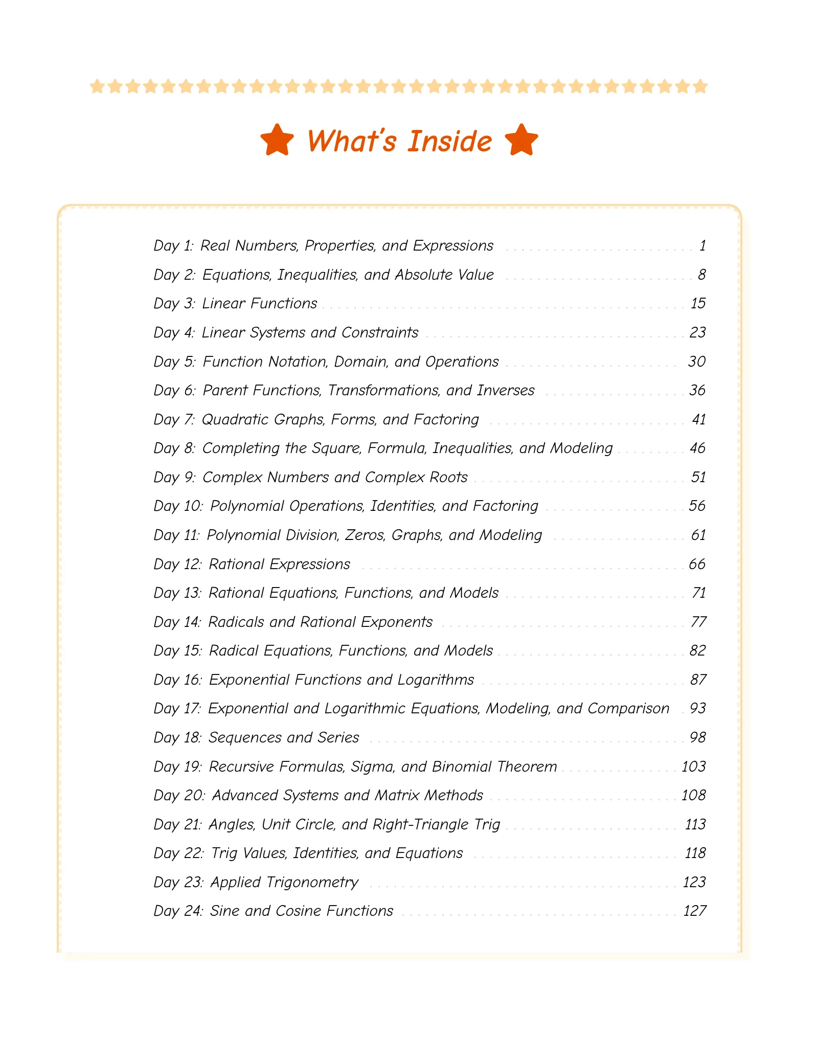 ViewMath book table of contents page