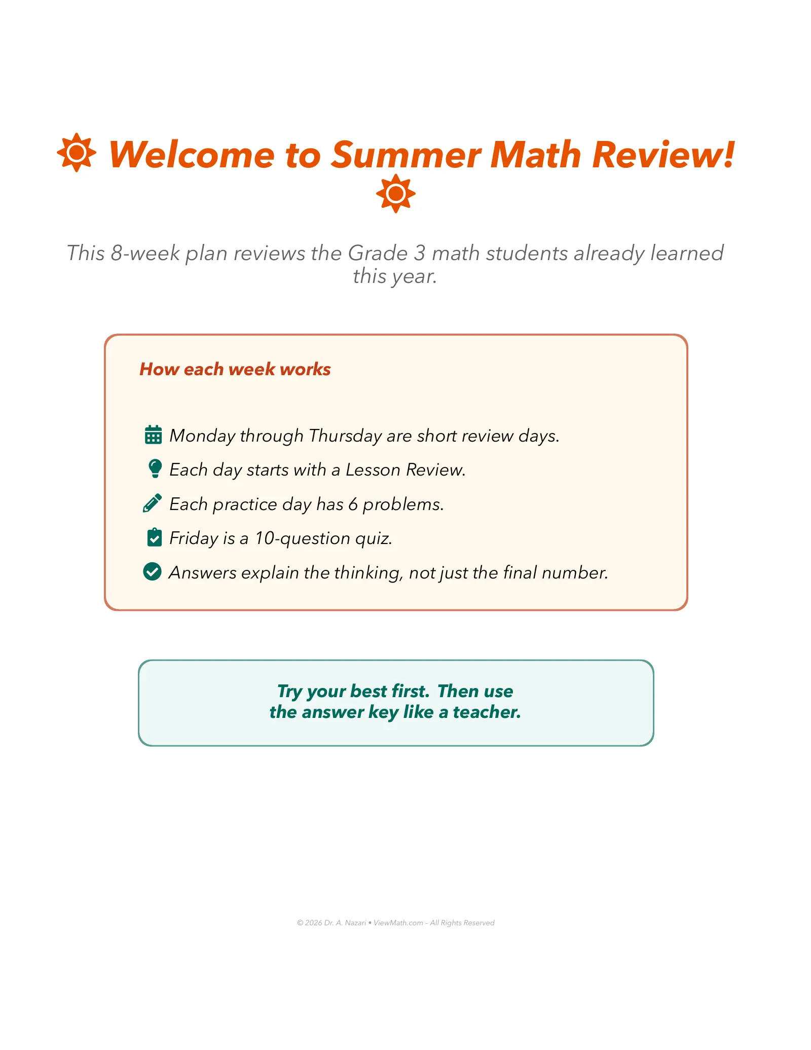 ViewMath book welcome and introduction page
