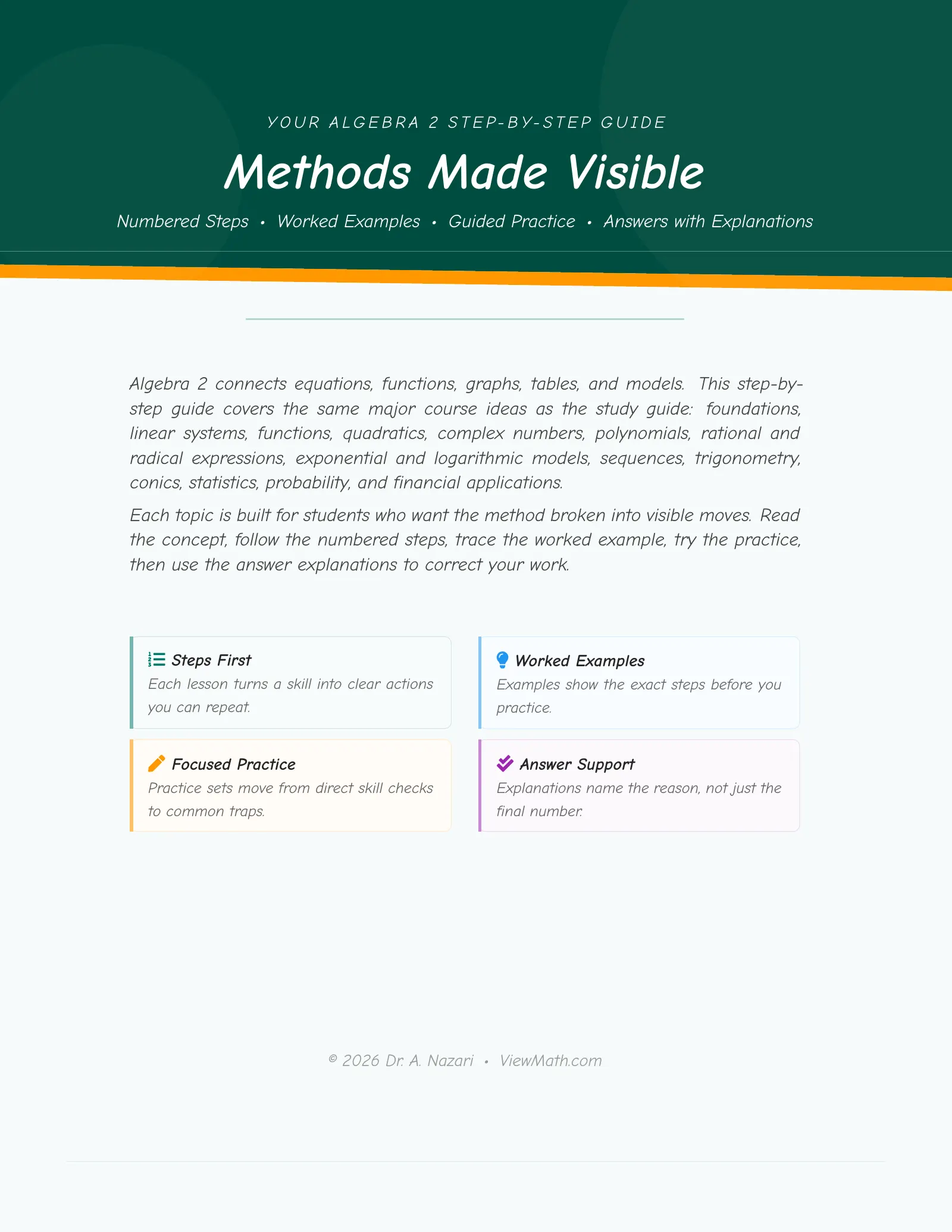 ViewMath book welcome and introduction page