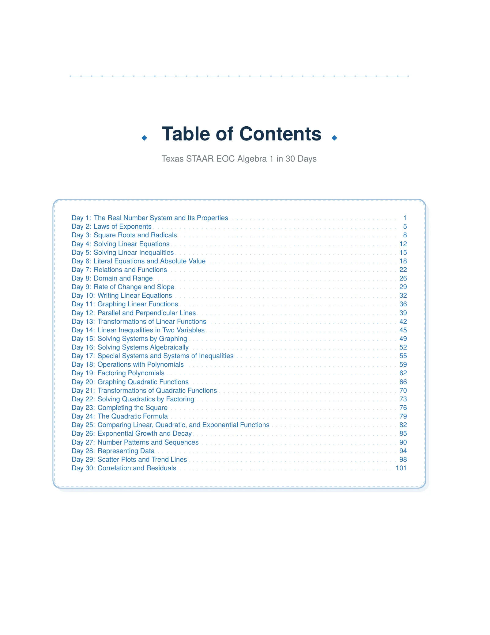 ViewMath book table of contents page