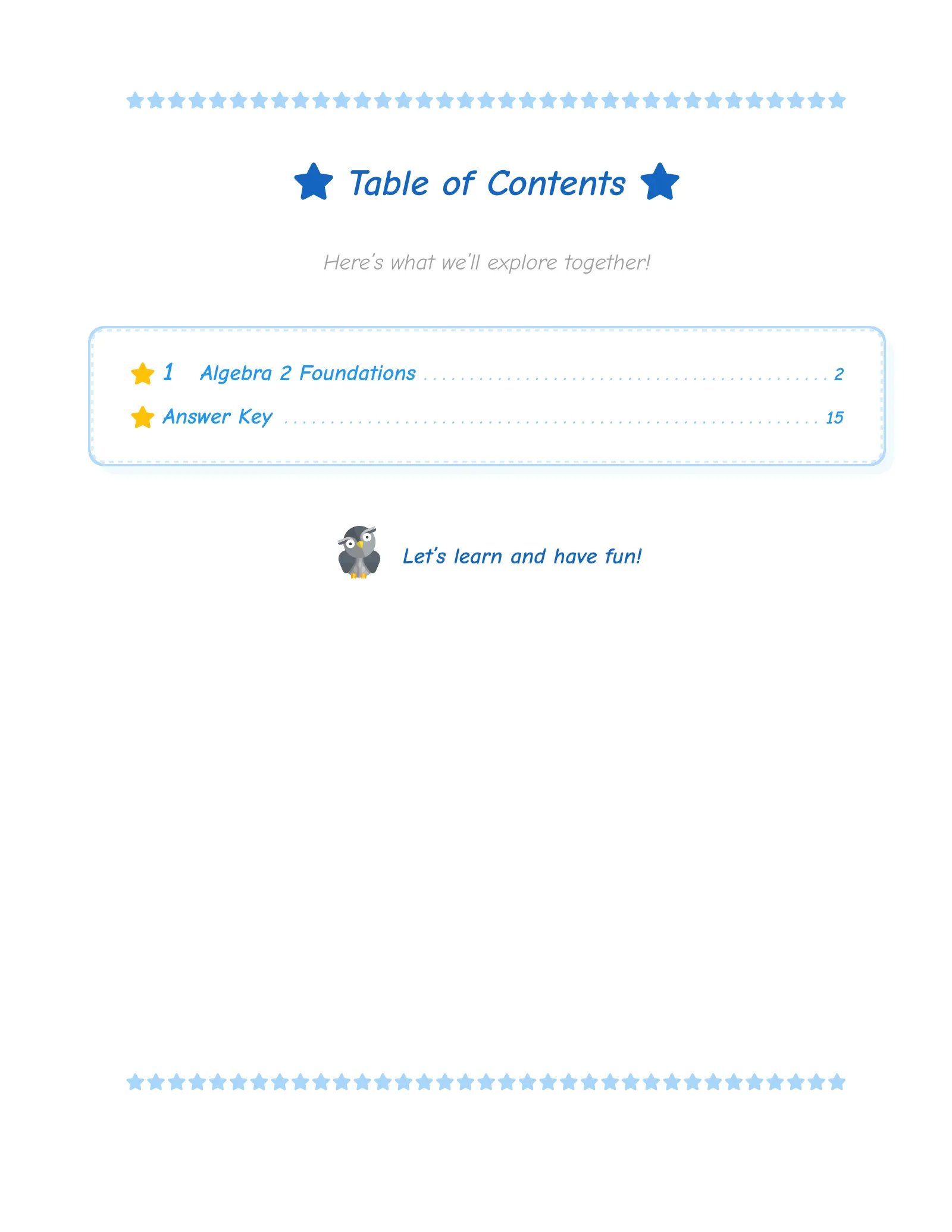 ViewMath book table of contents page