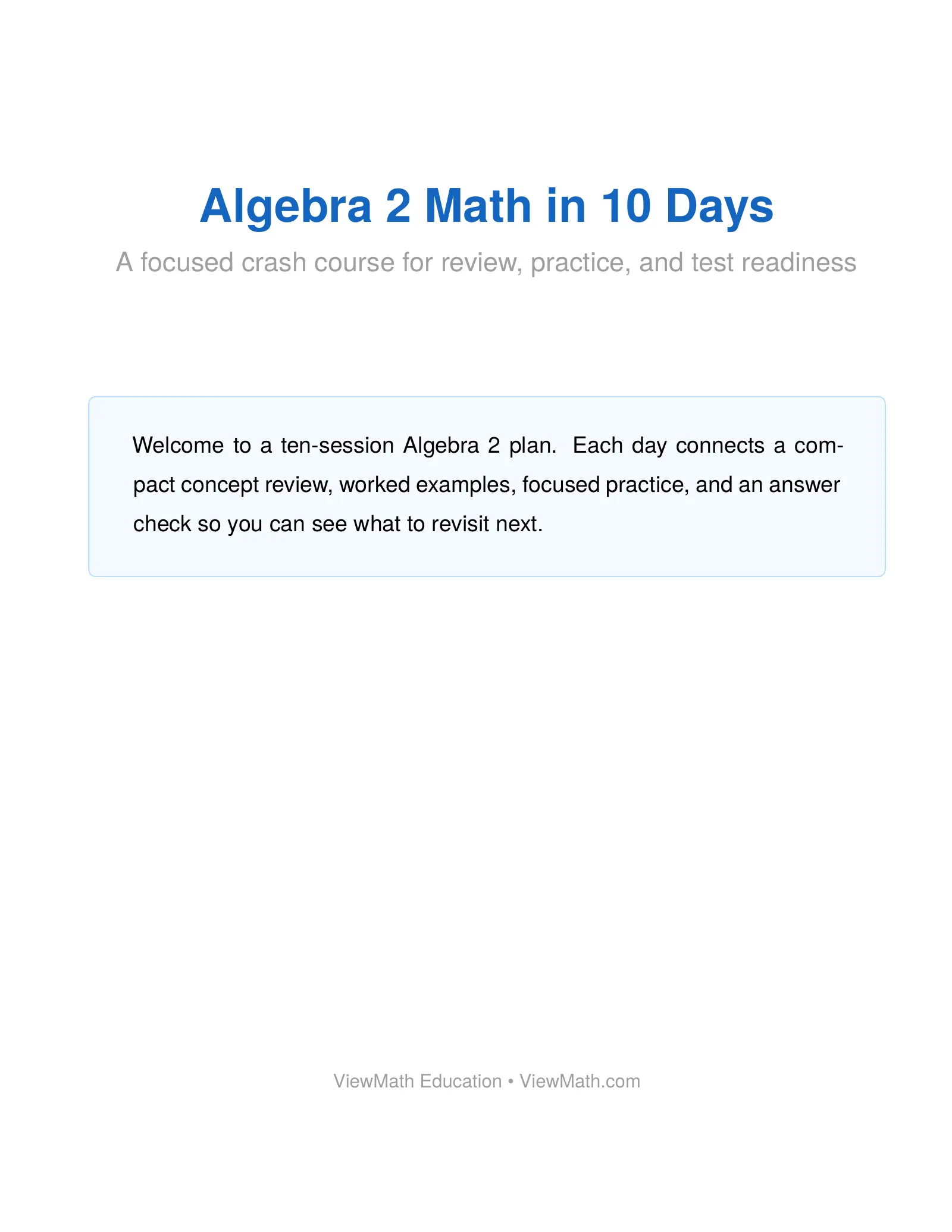 ViewMath book welcome and introduction page