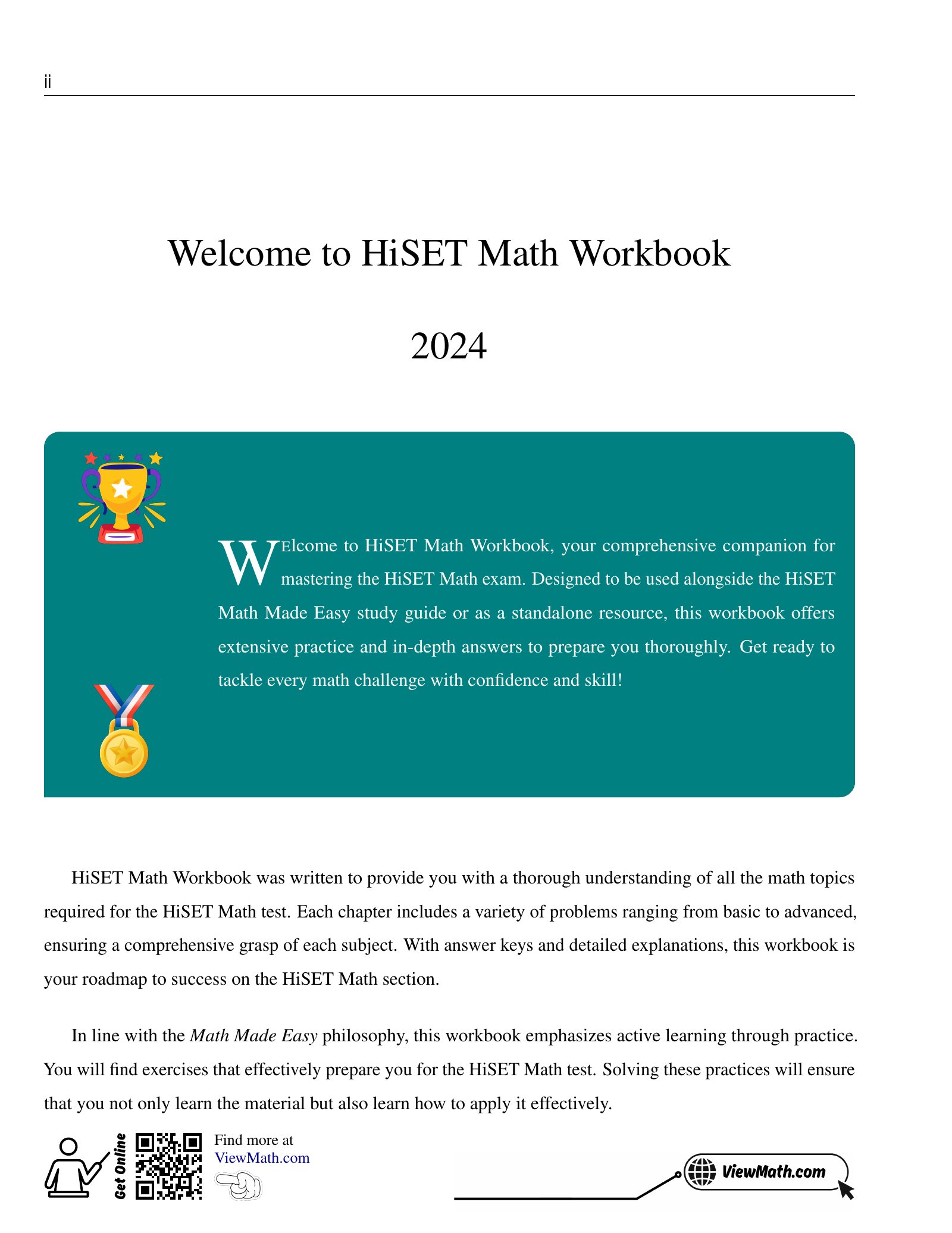 ViewMath book welcome and introduction page