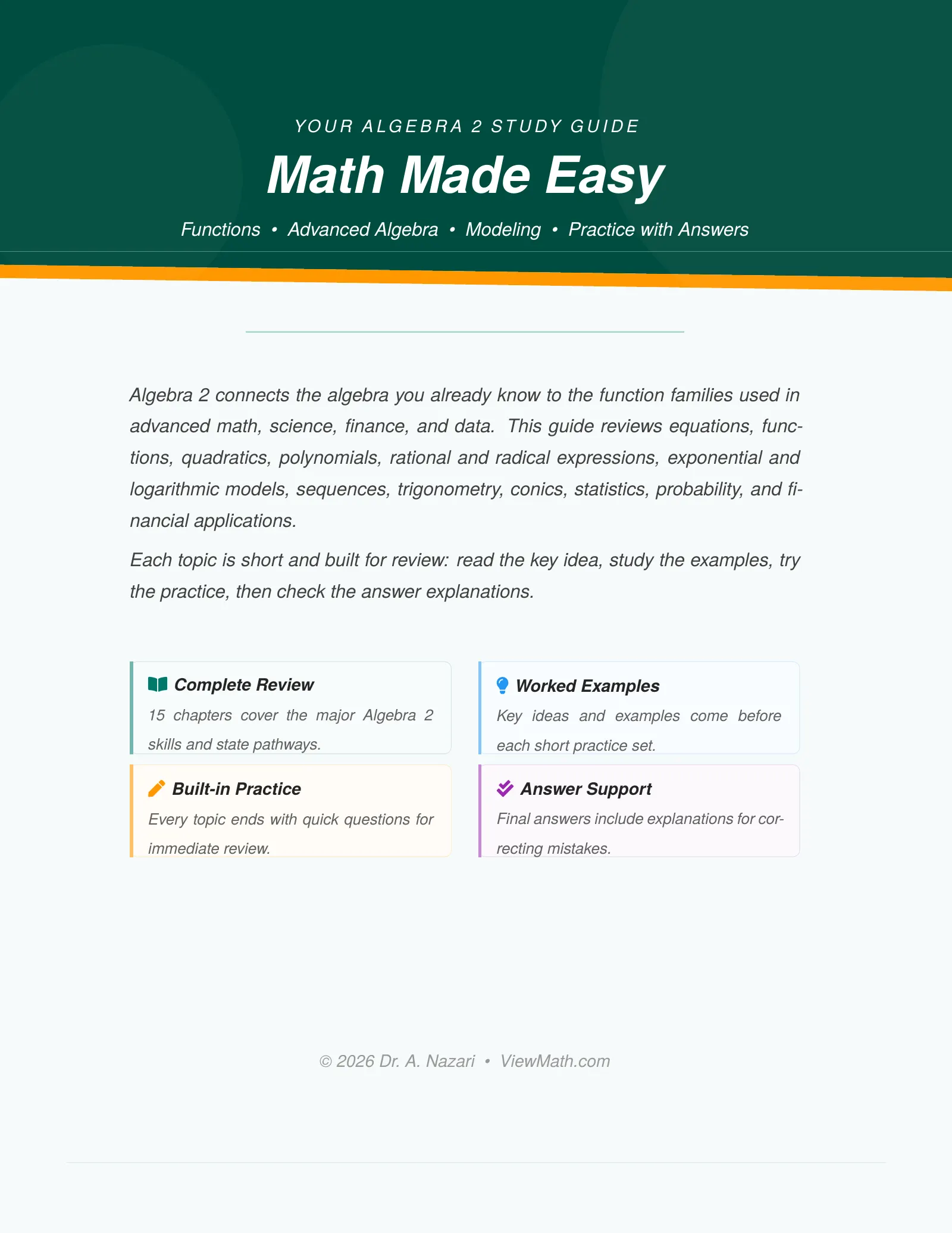 ViewMath book welcome and introduction page