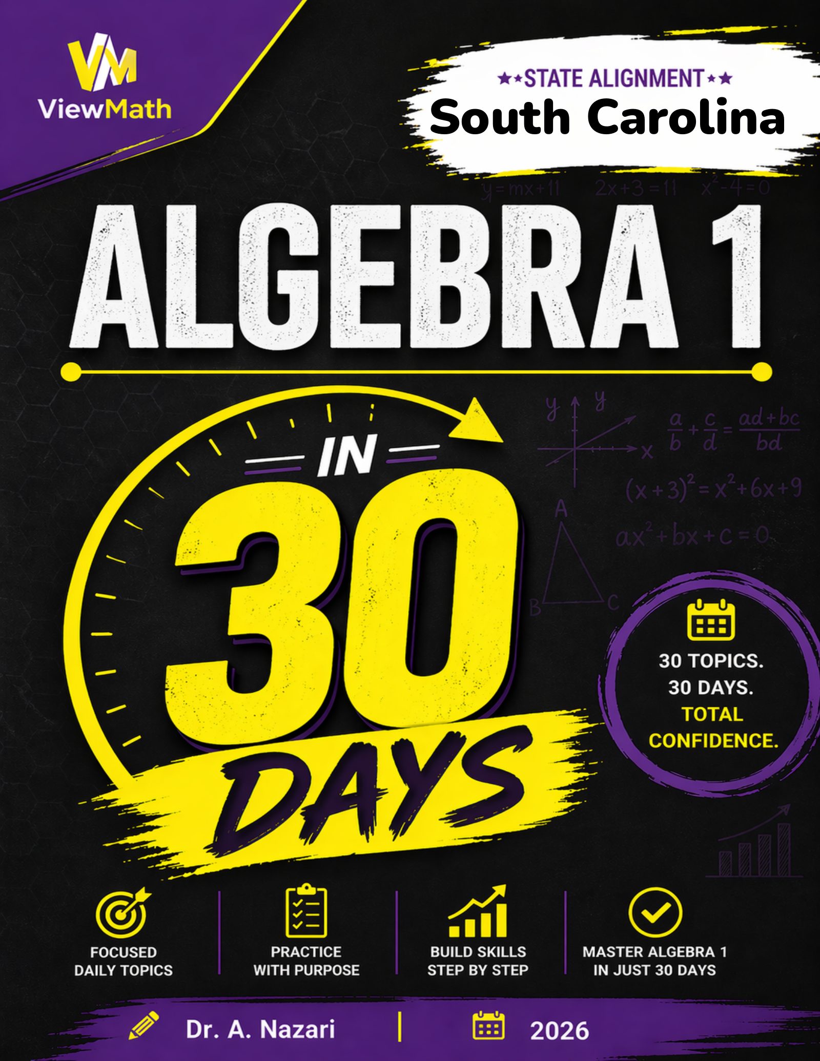 South Carolina SC EOCEP Algebra 1 Math in 30 Days