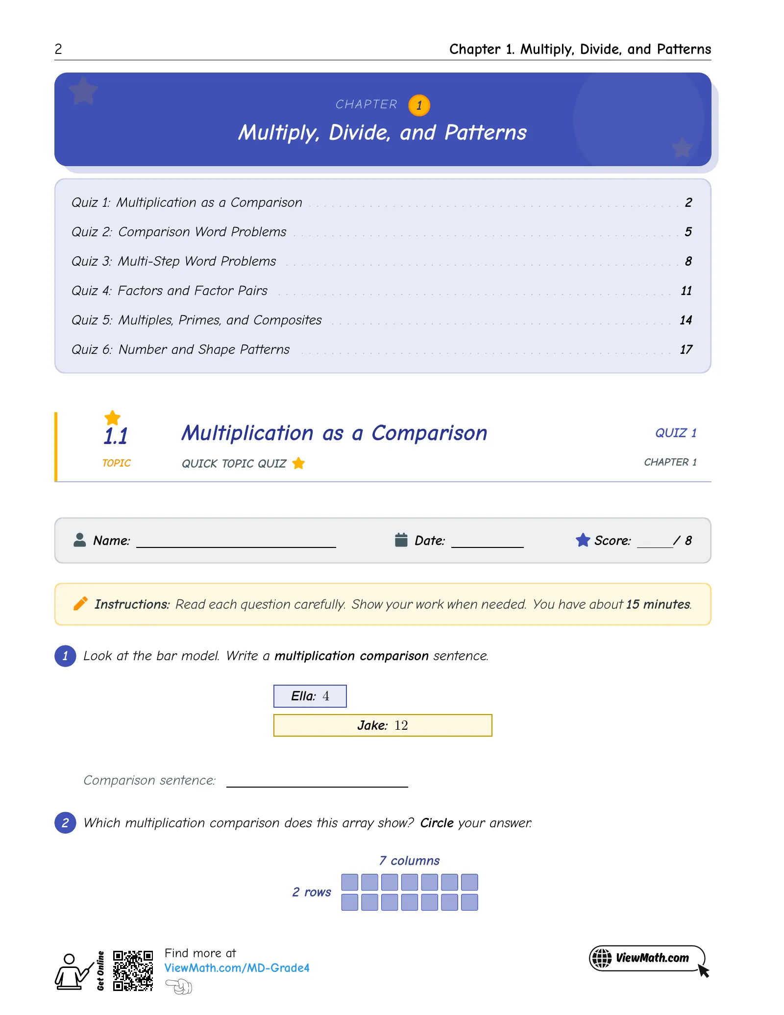 Representative ViewMath book learning or practice page