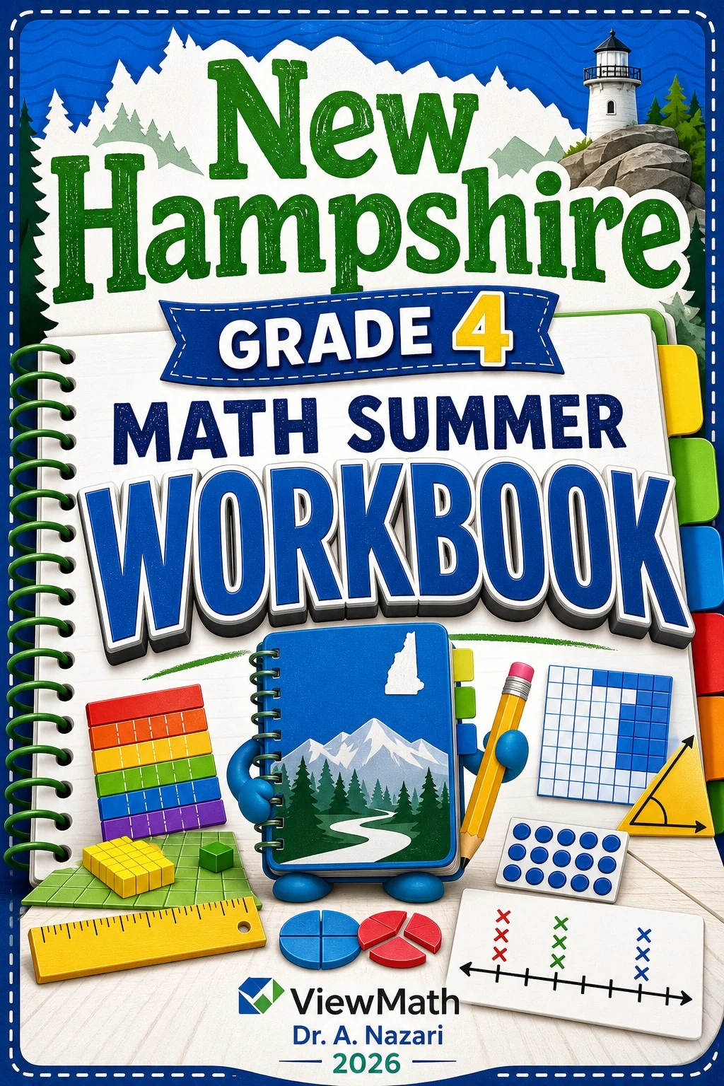 New Hampshire NH SAS Grade 4 Math Summer Review Workbook