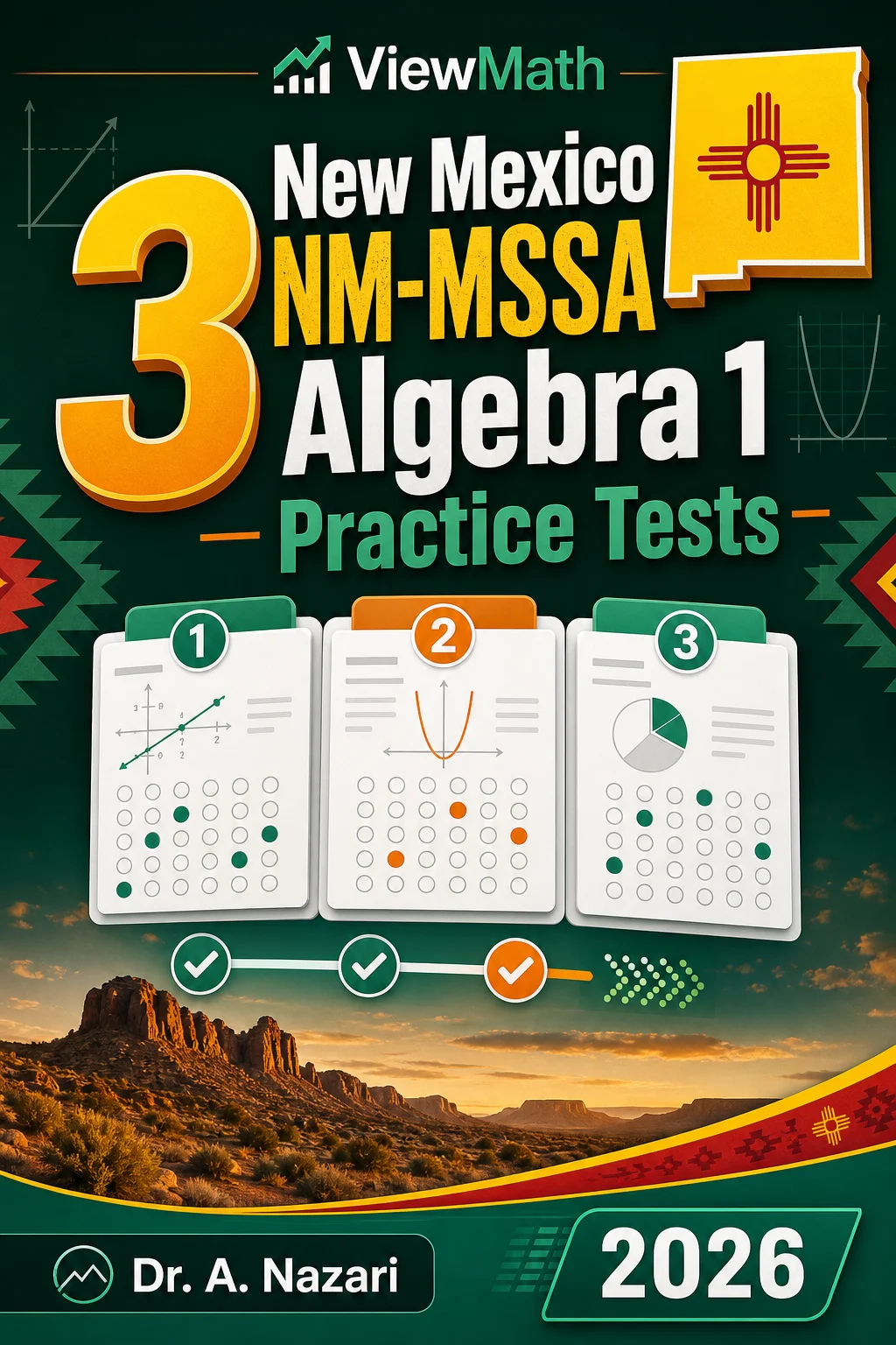 3 New Mexico NM-MSSA Algebra 1 Math Practice Tests