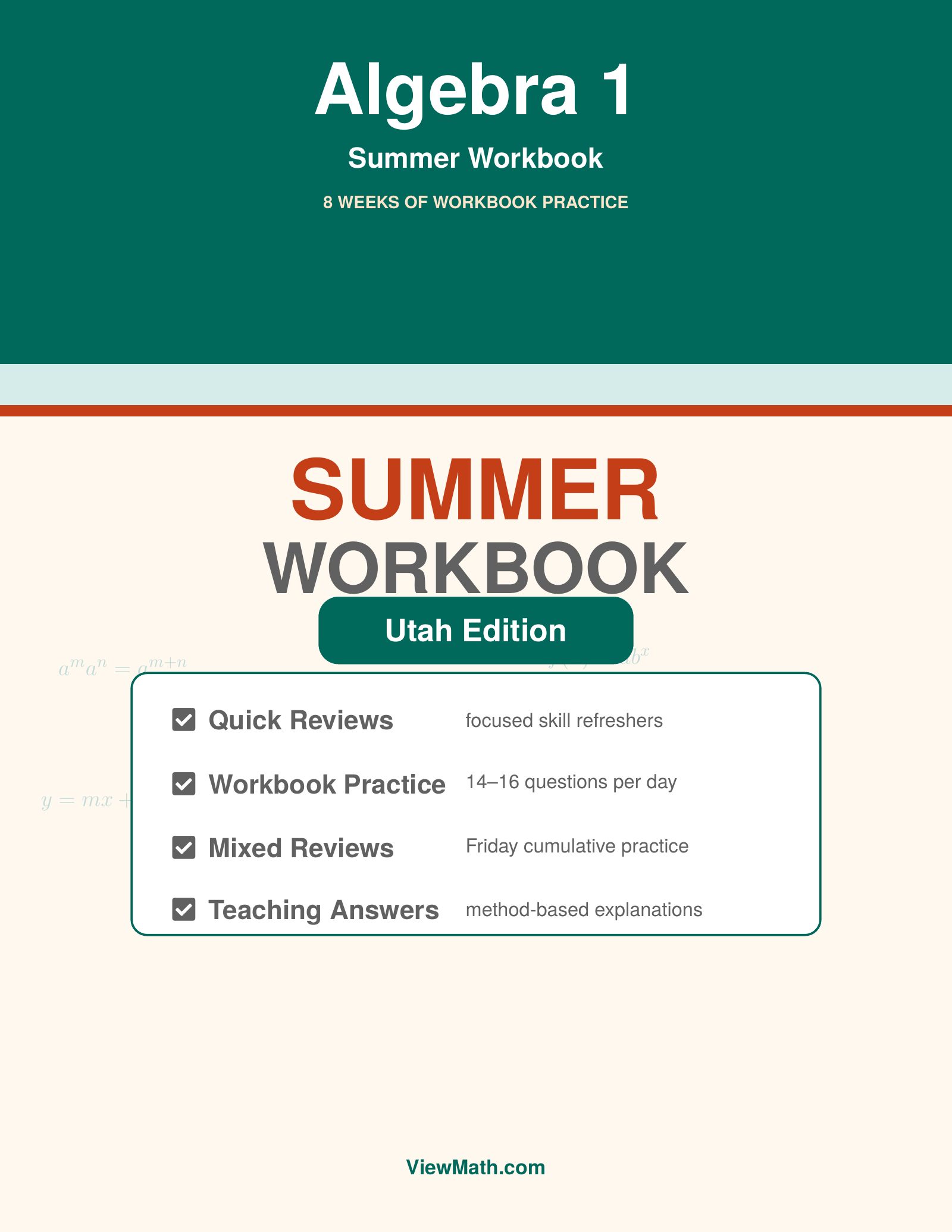 Utah RISE Algebra 1 Summer Workbook