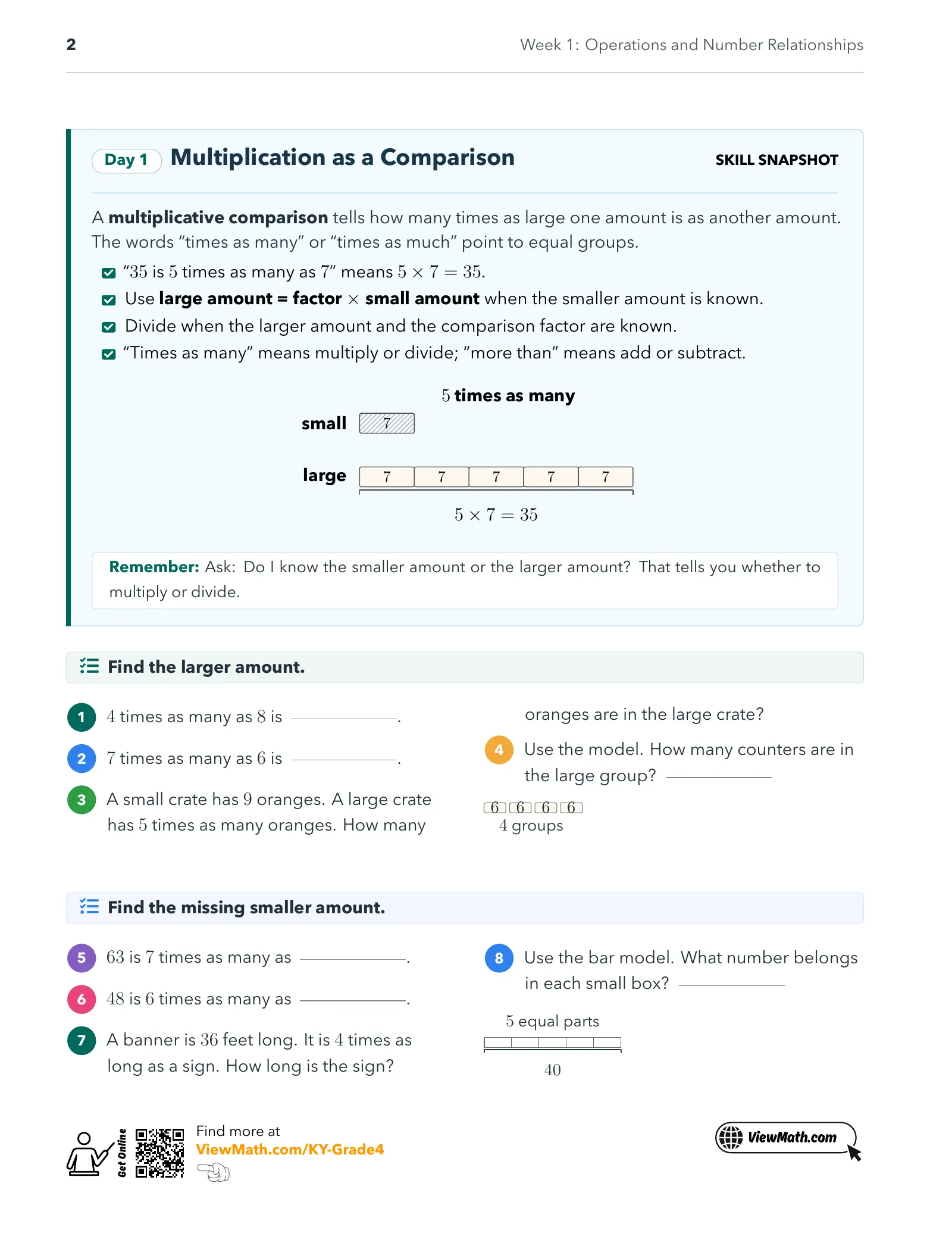 Representative ViewMath book learning or practice page