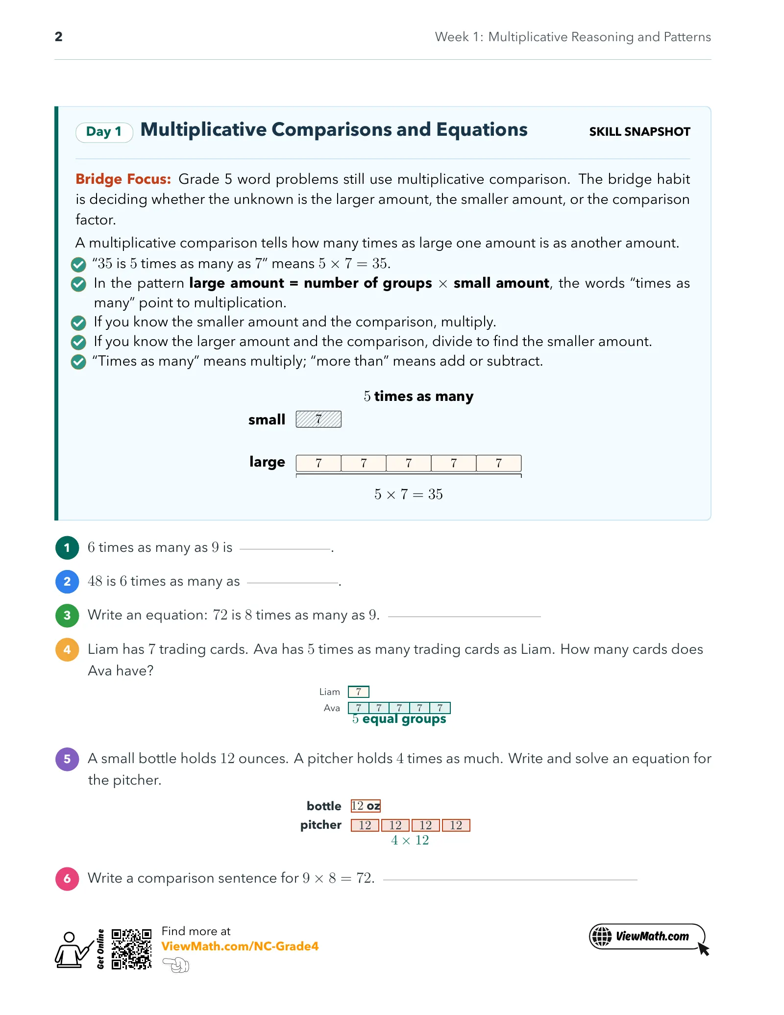 Representative ViewMath book learning or practice page