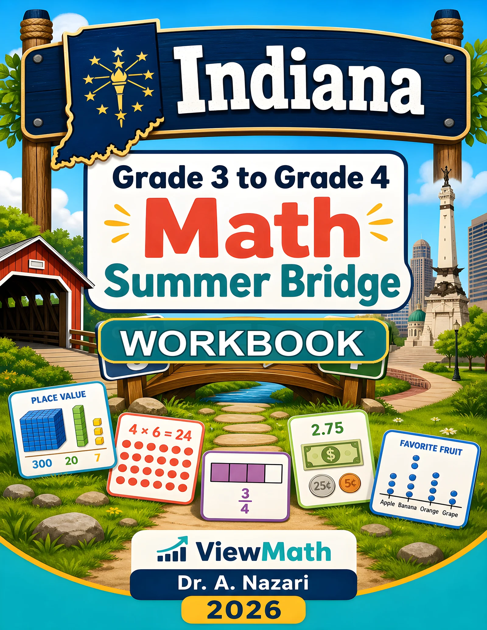 Indiana ILEARN Grade 3 Math Summer Bridge Workbook