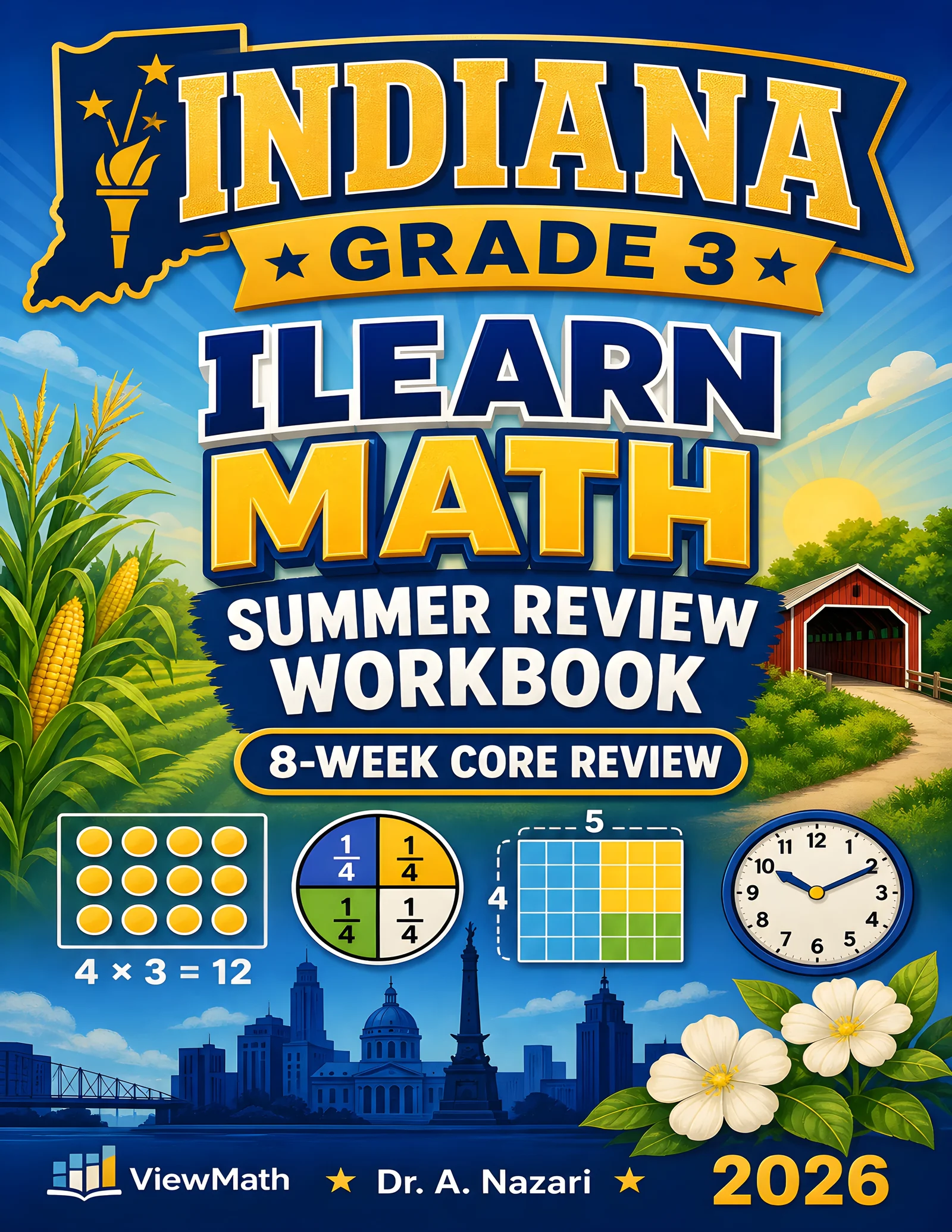 Indiana ILEARN Grade 3 Math Summer Review Workbook