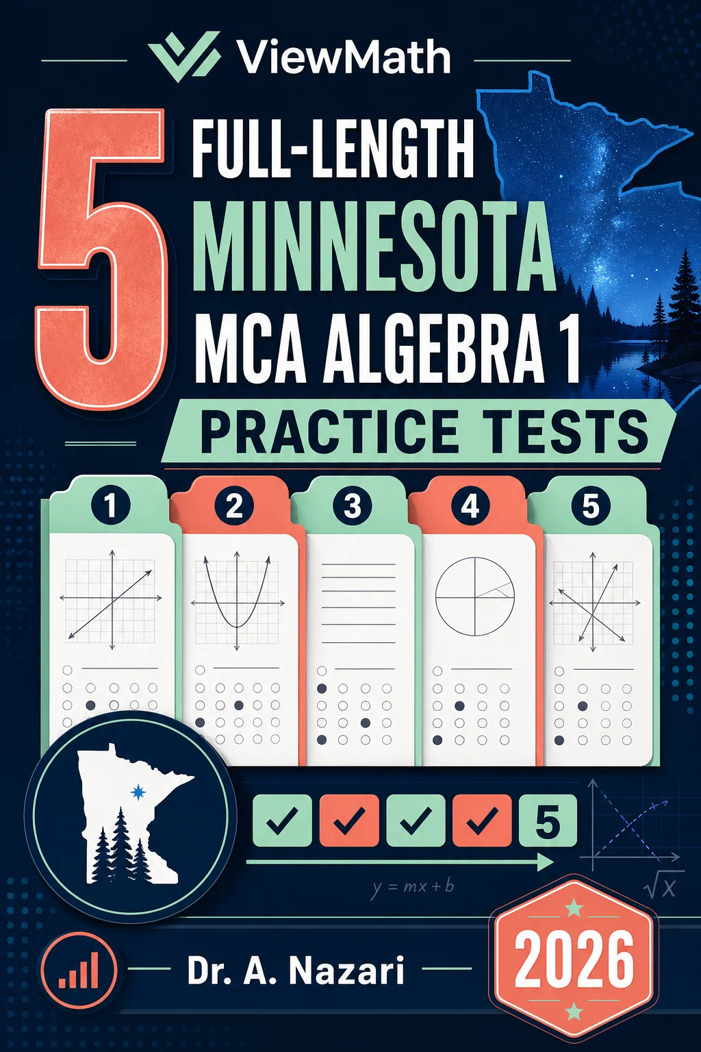 5 Full-Length Minnesota MCA Algebra 1 Math Practice Tests