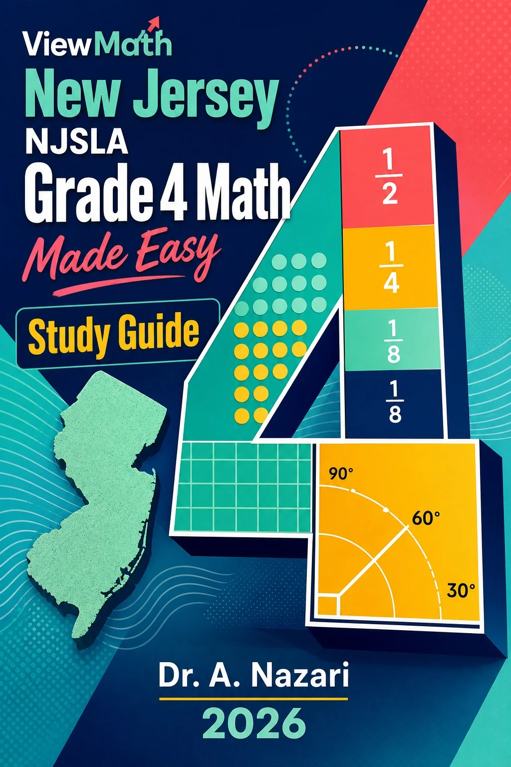 New Jersey NJSLA Grade 4 Math Learn & Test Bundle: 3 Guides, Workbook & 25 Tests