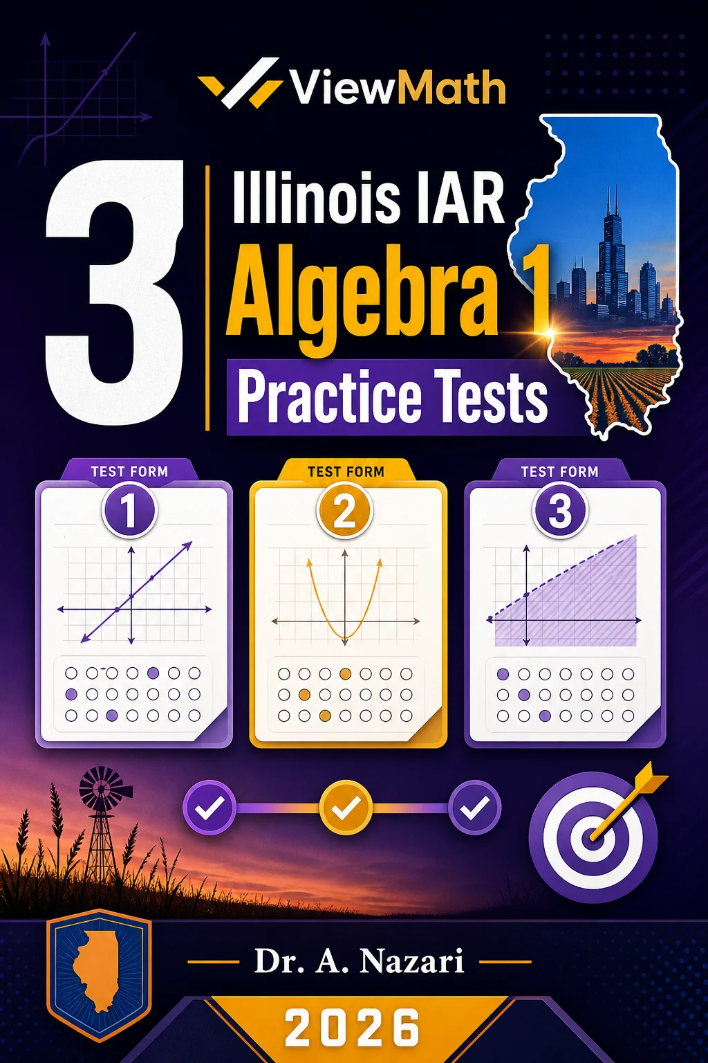 3 Illinois IAR Algebra 1 Math Practice Tests