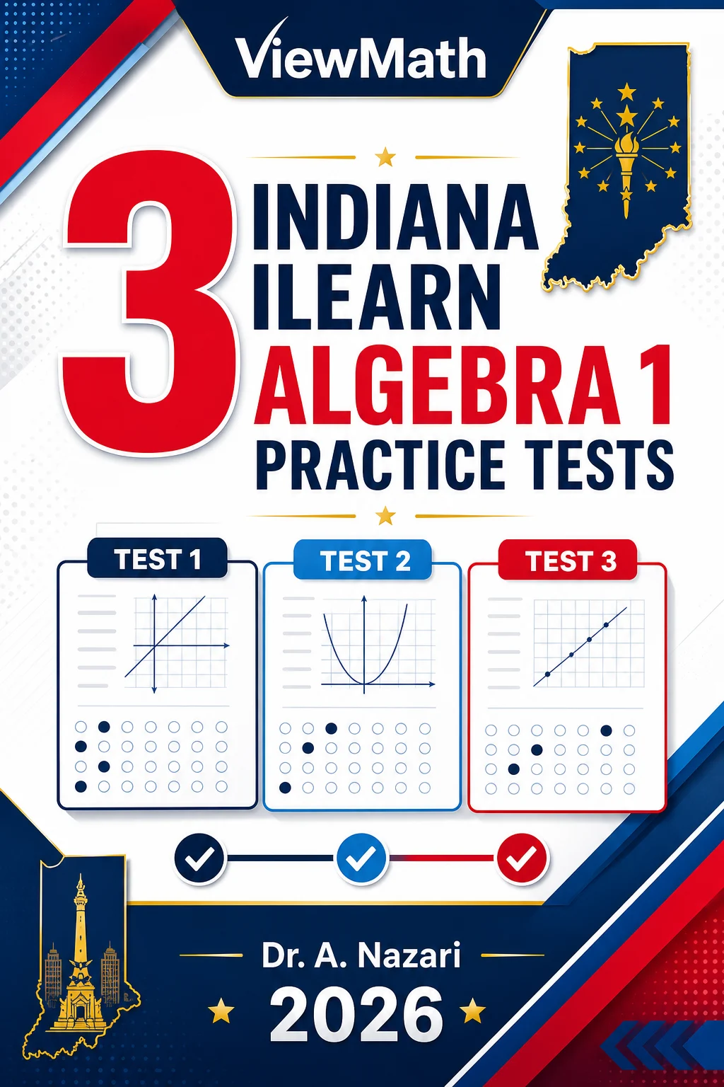 3 Indiana ILEARN Algebra 1 Math Practice Tests
