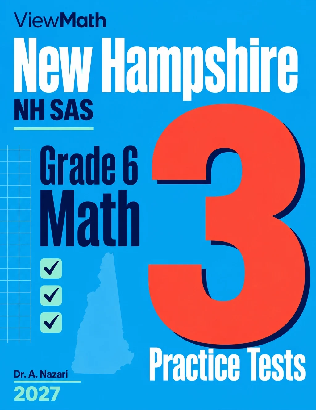 New Hampshire NH SAS Grade 6 Math Practice Tests Bundle: 25 Full-Length Tests