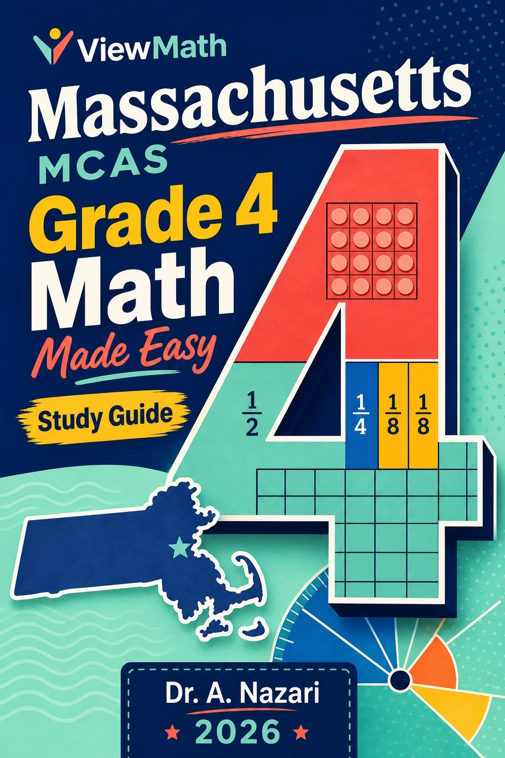 Massachusetts MCAS Grade 4 Math Learn & Test Bundle: 7 Books & 25 Tests