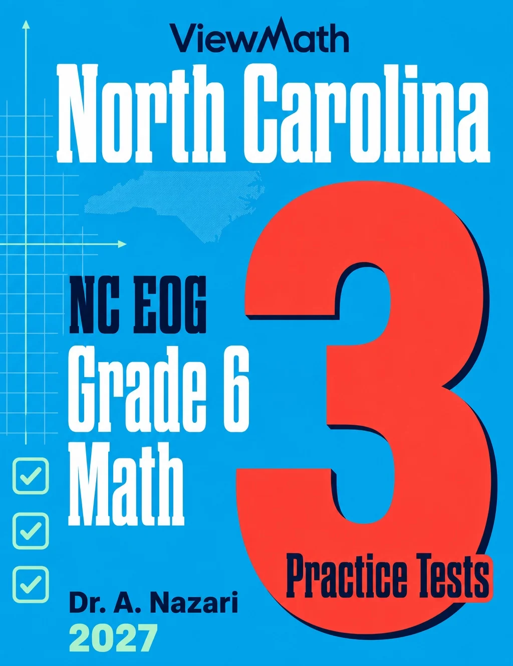 North Carolina NC EOG Grade 6 Math Practice Tests Bundle: 25 Full-Length Tests
