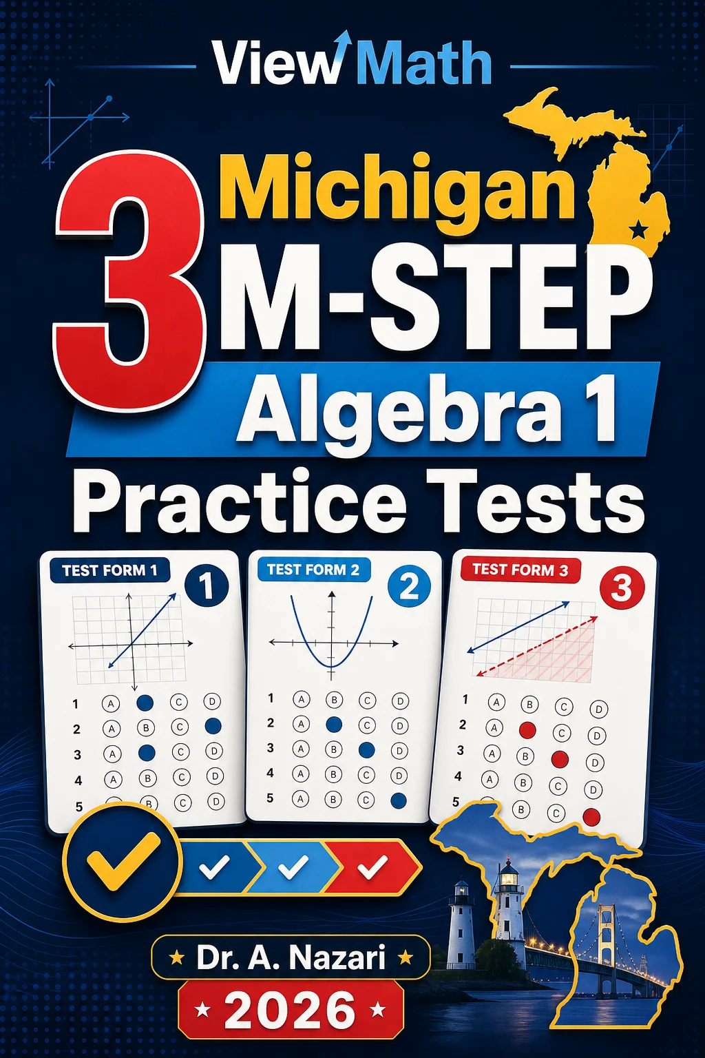 3 Michigan M-STEP Algebra 1 Math Practice Tests