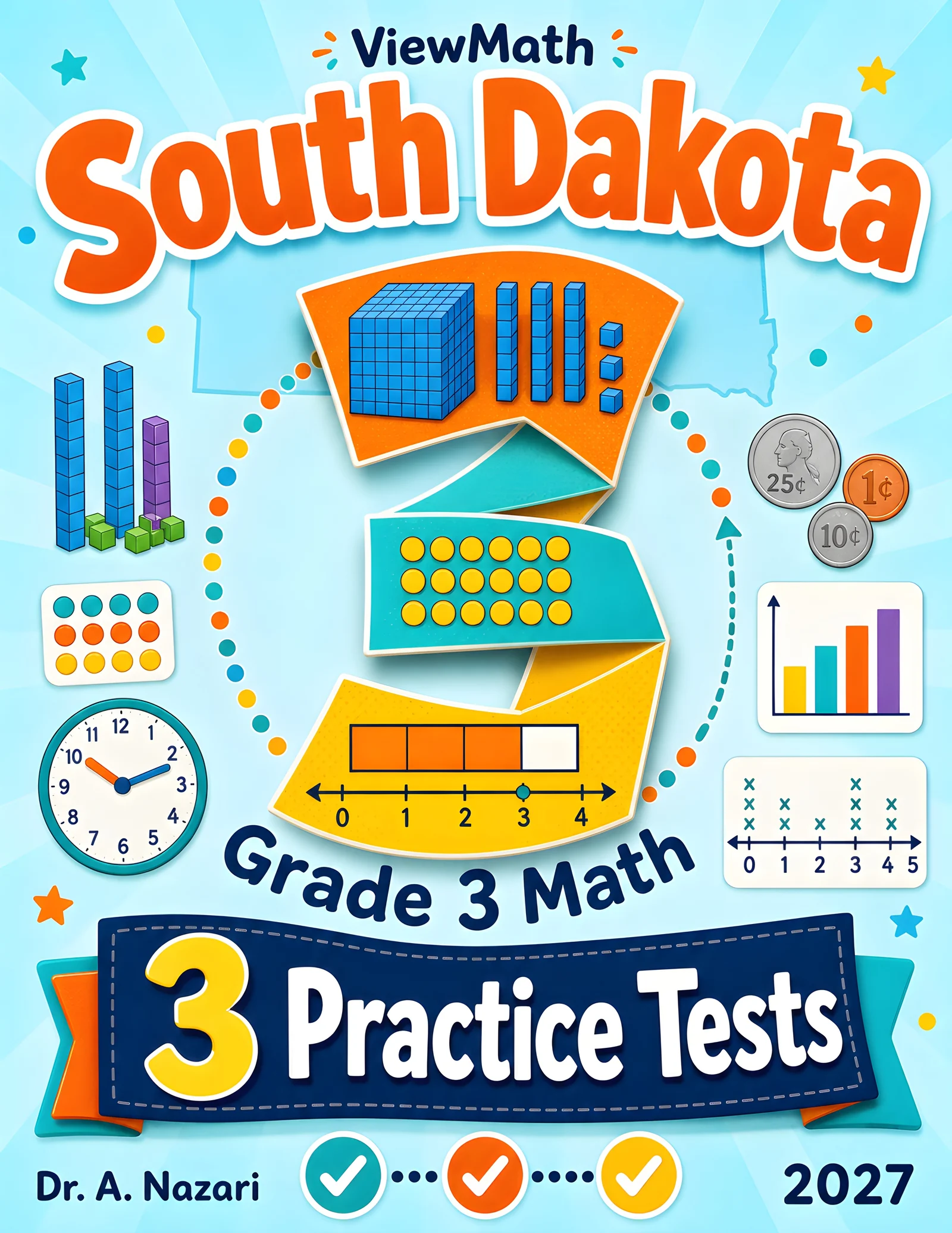 South Dakota SBA Grade 4 Math Practice Tests Bundle: 25 Unique Full-Length Tests