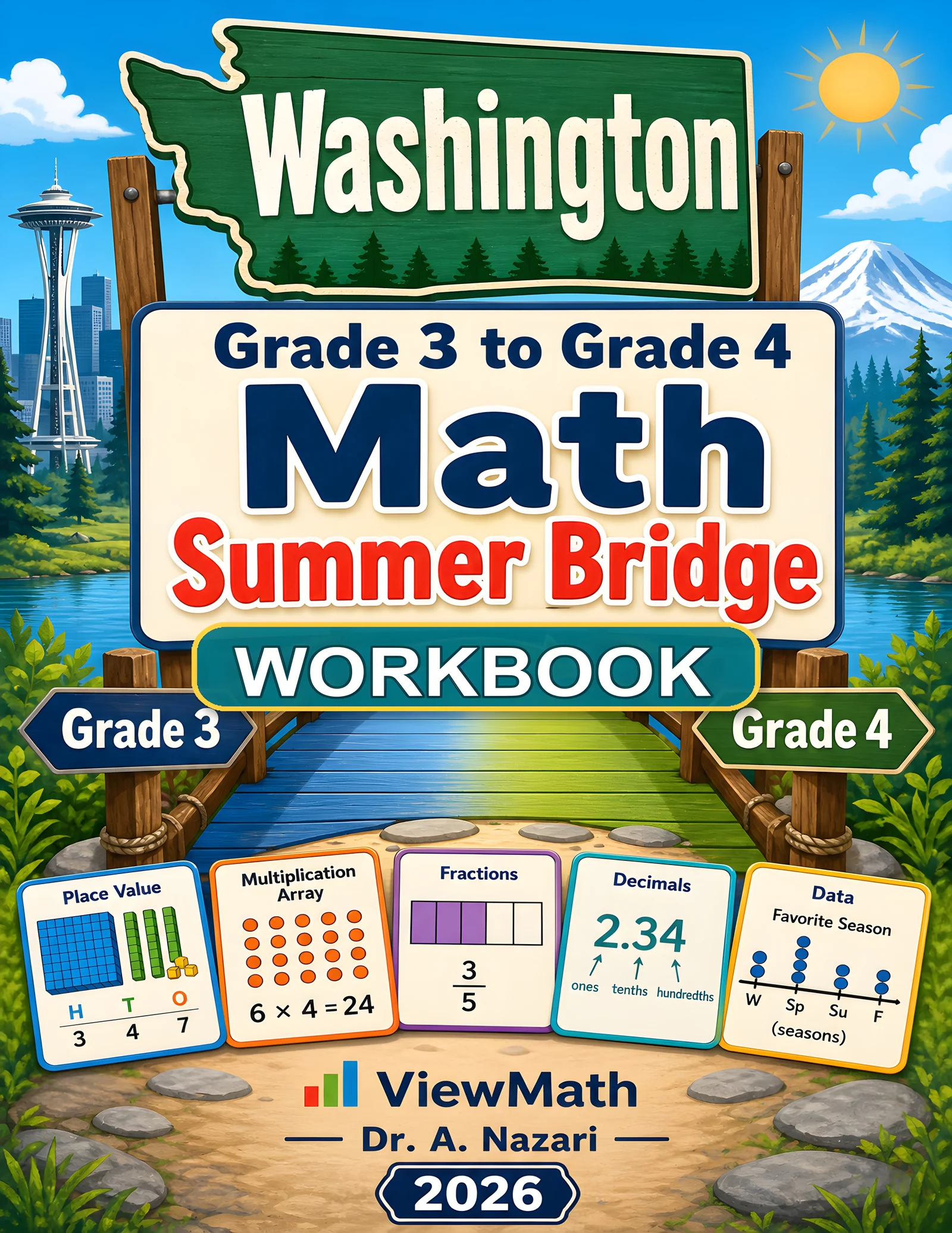 Washington SBA Grade 3 Math Summer Bridge Workbook