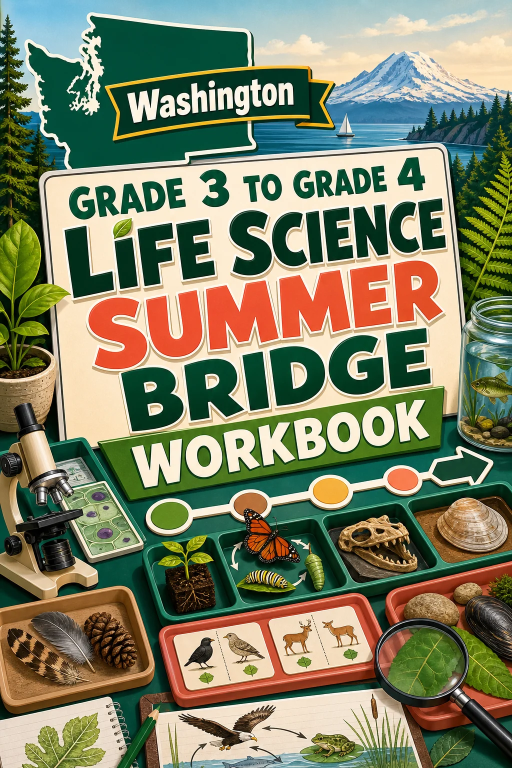 Washington Grade 3 to Grade 4 Life Science Summer Bridge Workbook