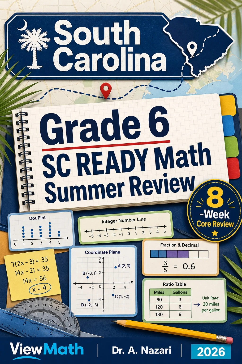 South Carolina SC READY Grade 6 Math Summer Review