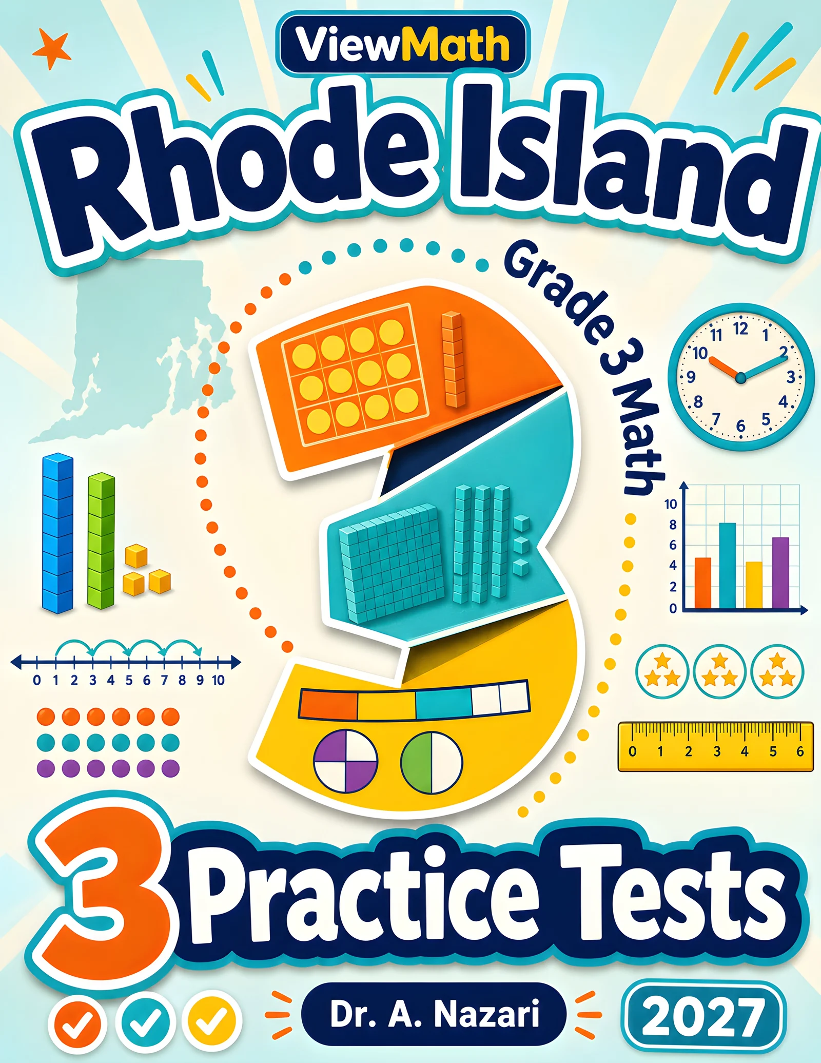 Rhode Island RICAS Grade 4 Math Practice Tests Bundle: 25 Full-Length Tests