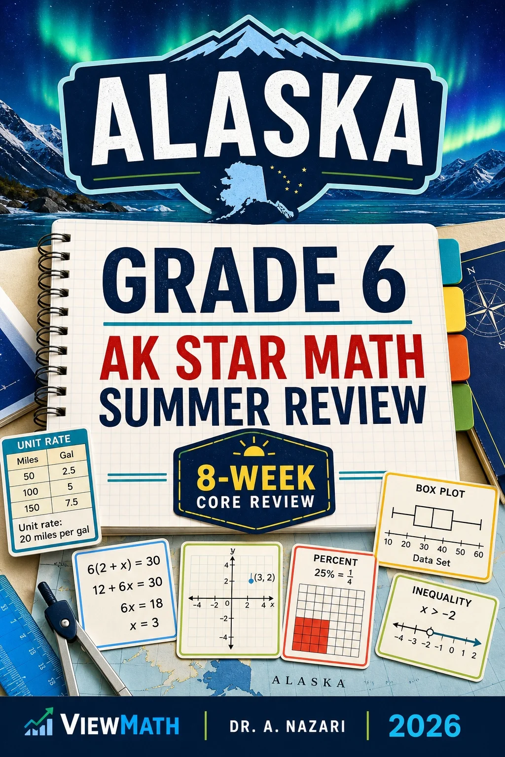 Alaska AK STAR Grade 6 Math Summer Review