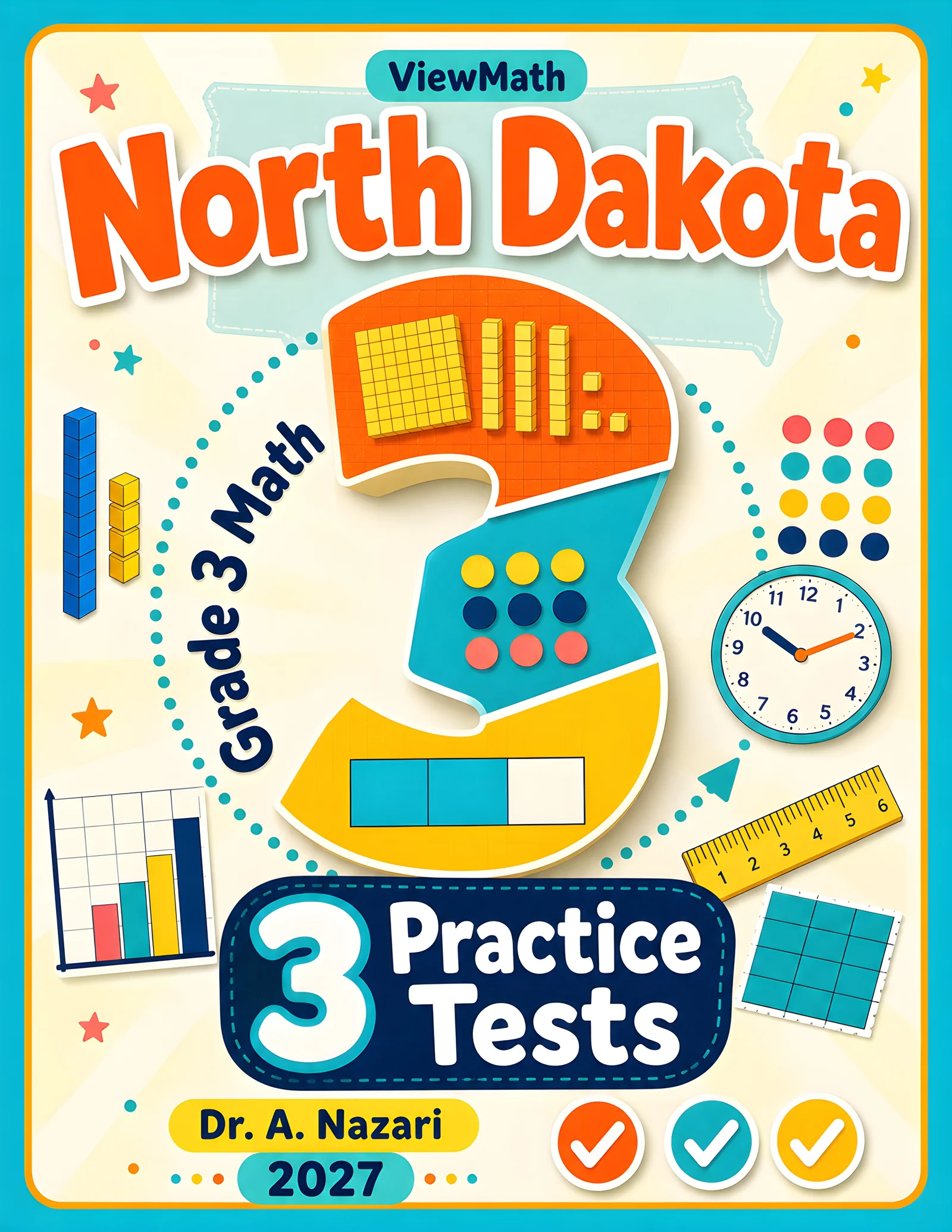 North Dakota NDSA Grade 4 Math Practice Tests Bundle: 25 Full-Length Tests