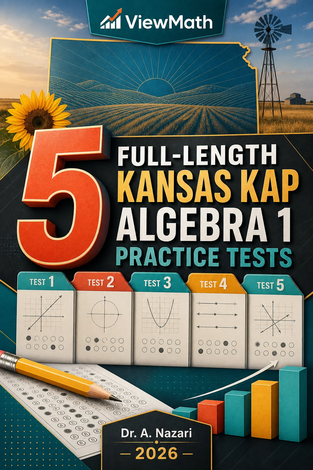 5 Full-Length Kansas KAP Algebra 1 Math Practice Tests
