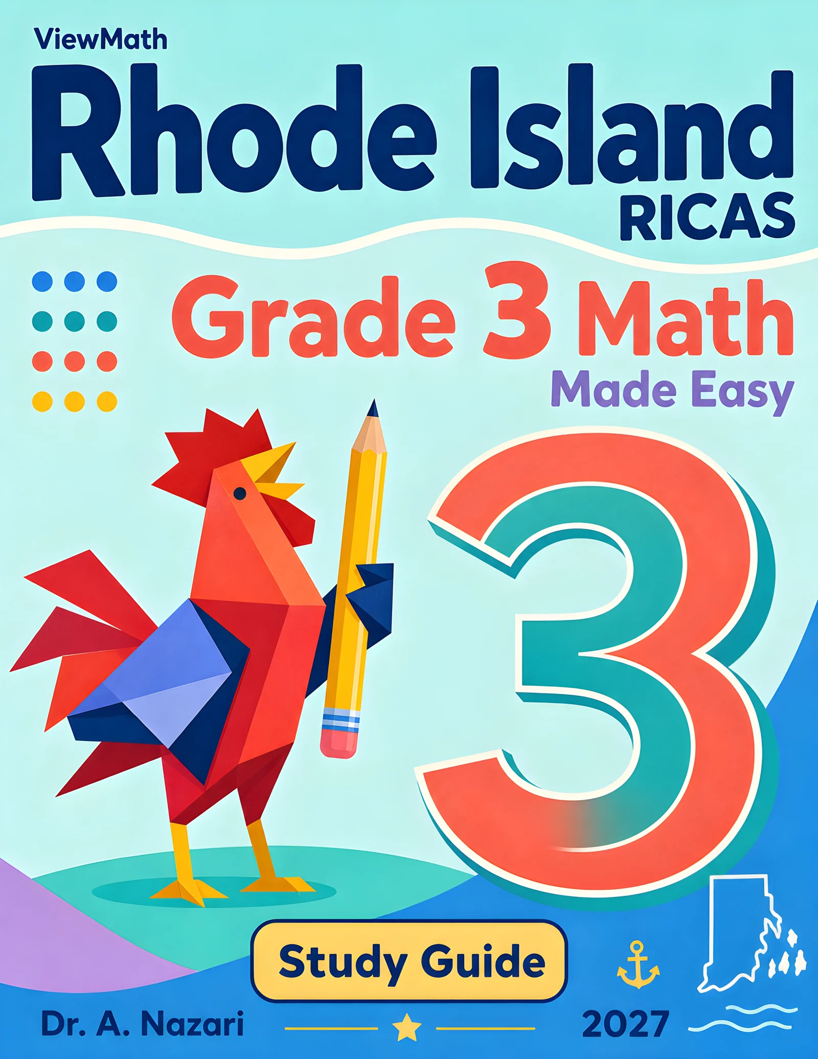Rhode Island RICAS Grade 3 Math Learn & Test Bundle: 7 Books & 25 Tests