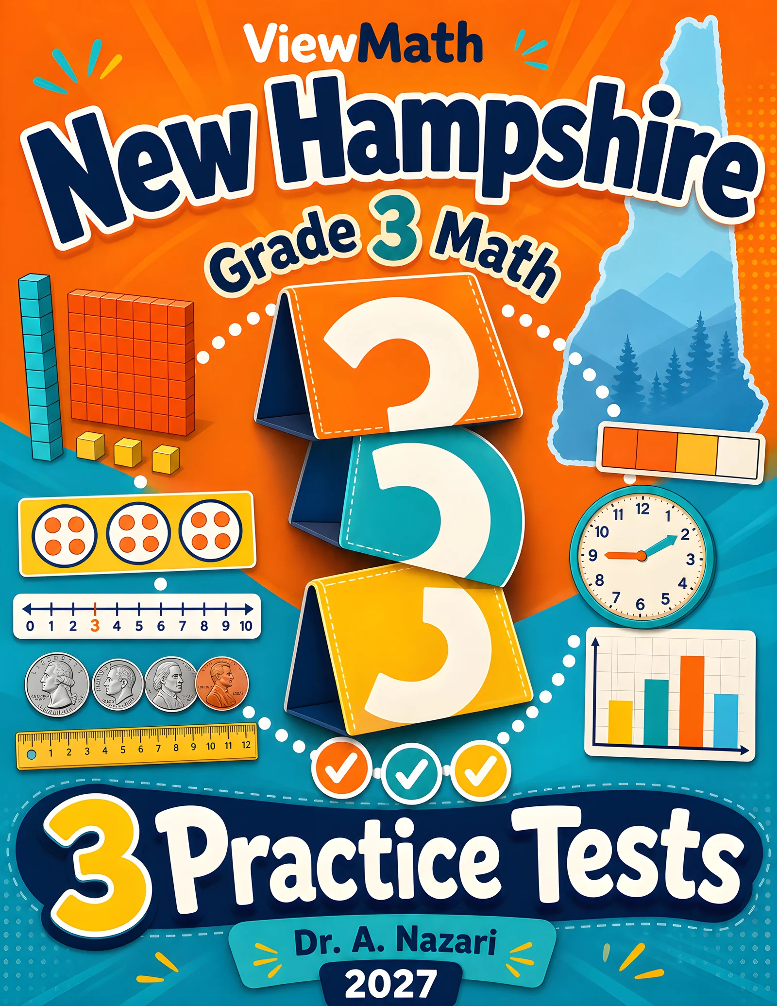 New Hampshire NH SAS Grade 4 Math Practice Tests Bundle: 25 Full-Length Tests