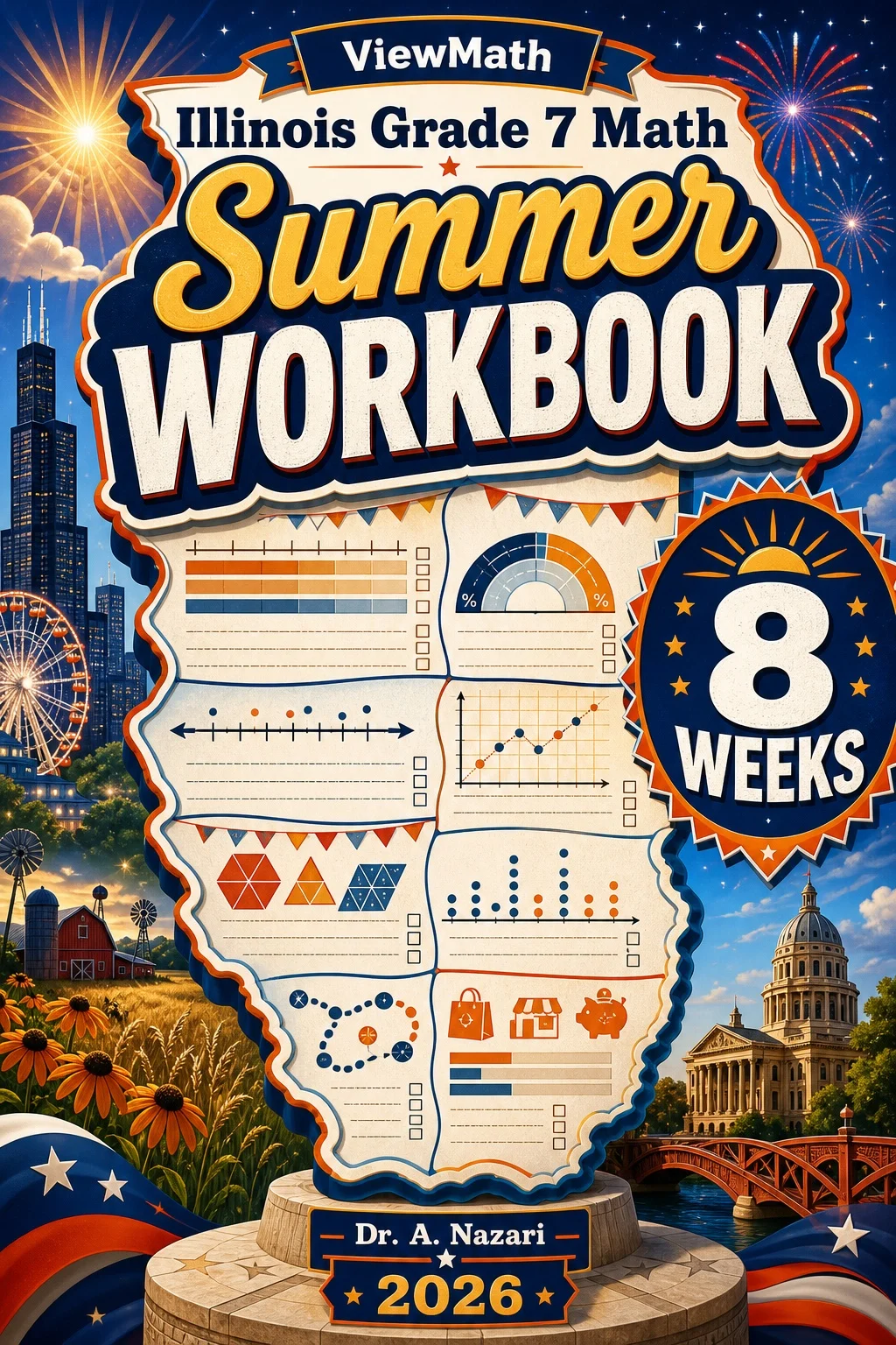Illinois IAR Grade 7 Math Summer Review Workbook