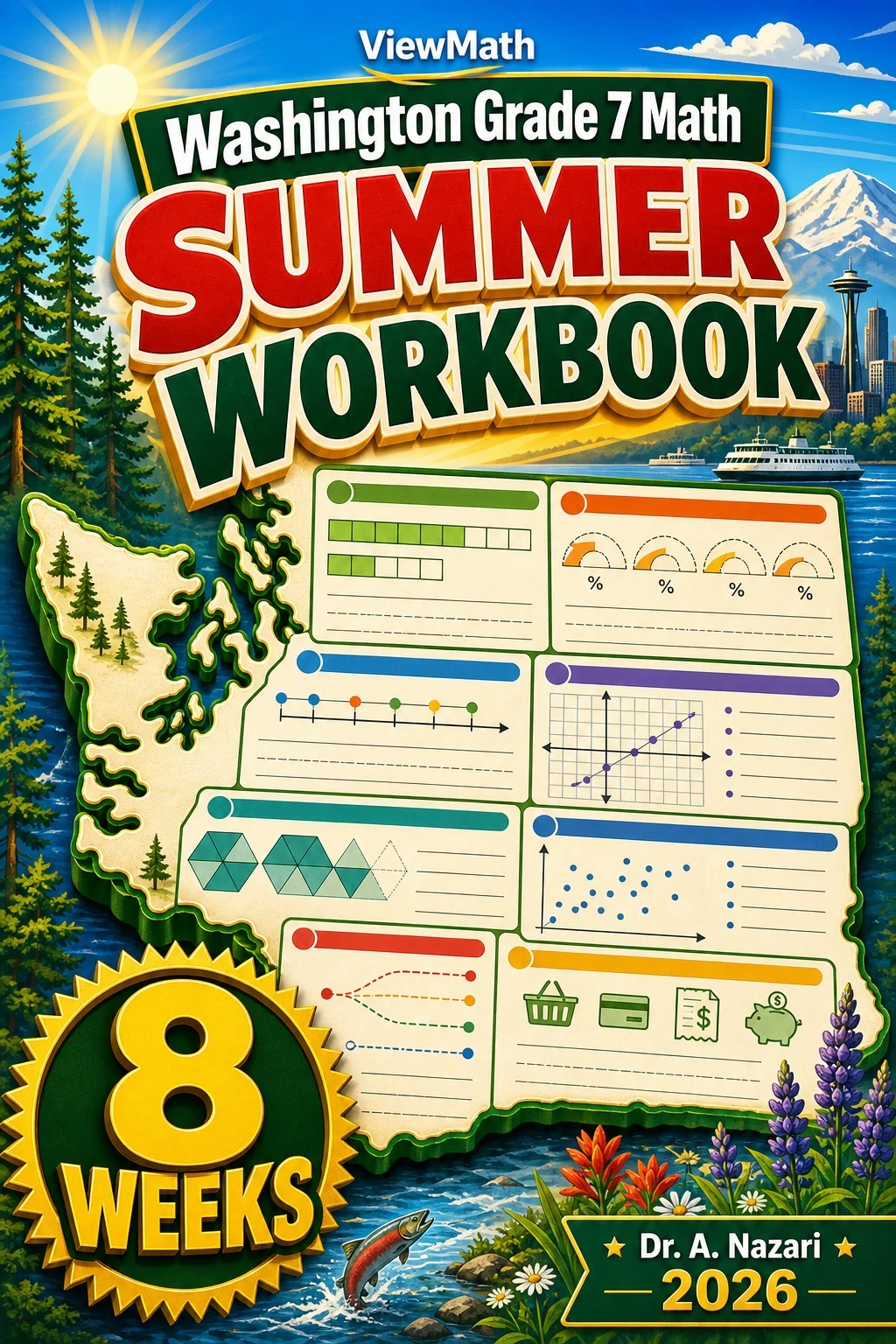 Washington SBA Grade 7 Math Summer Review Workbook