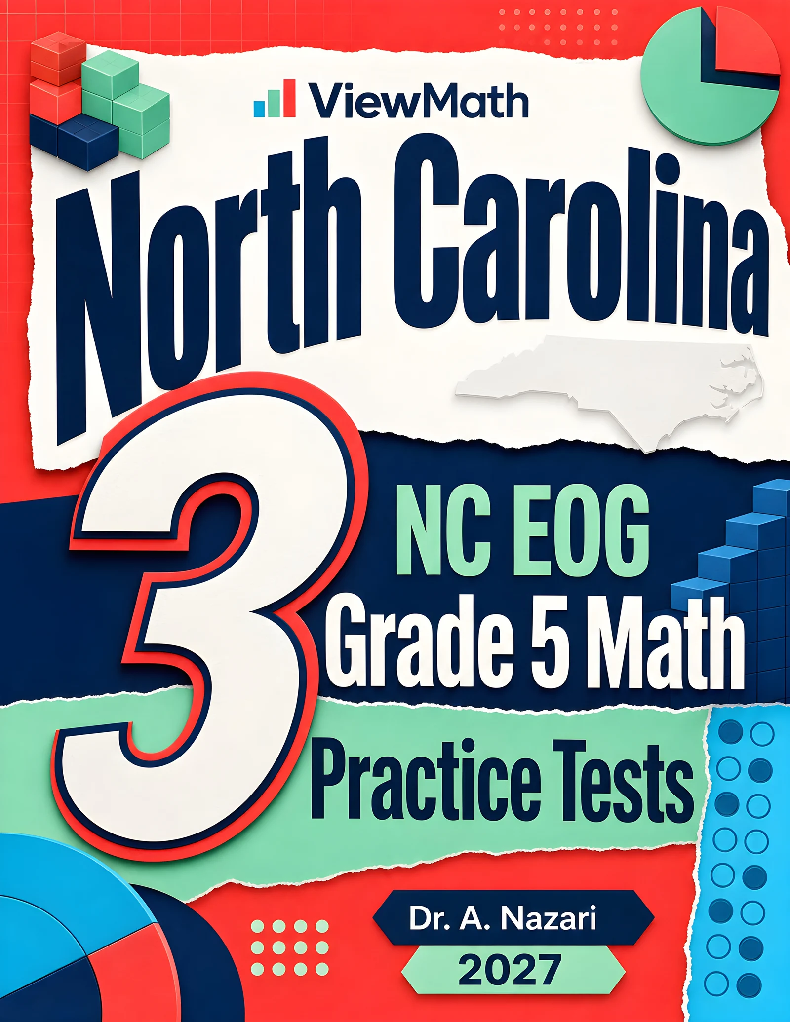North Carolina NC EOG Grade 5 Math Practice Tests Bundle: 25 Full-Length Tests