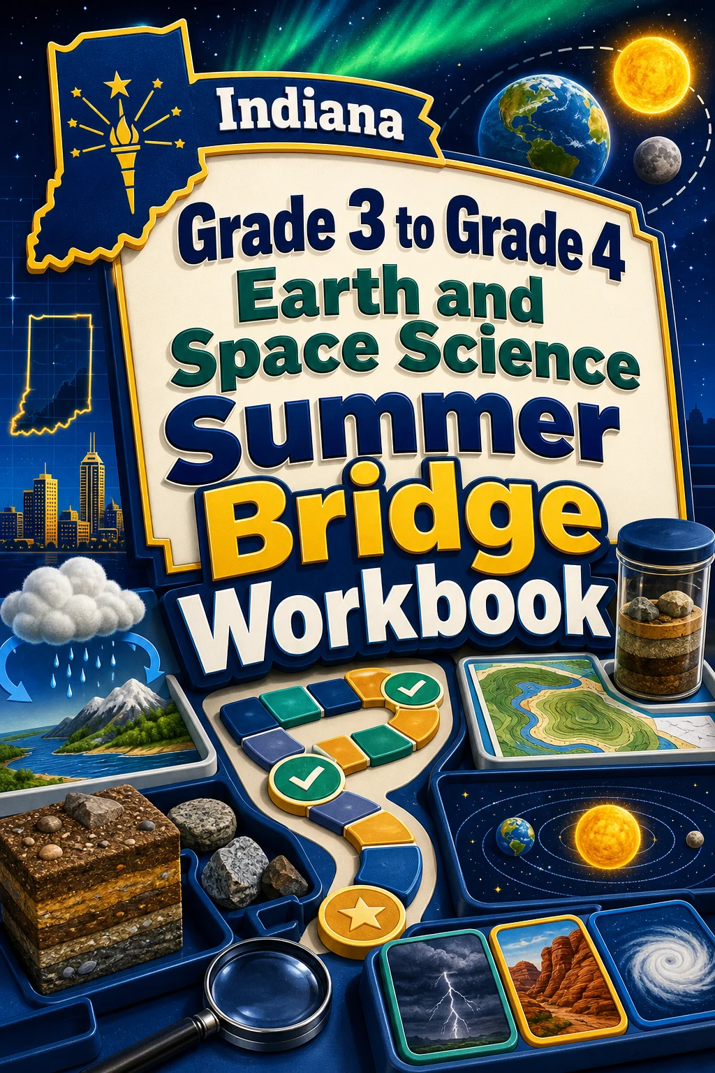 Indiana Grade 3 to Grade 4 Earth and Space Science Summer Bridge Workbook
