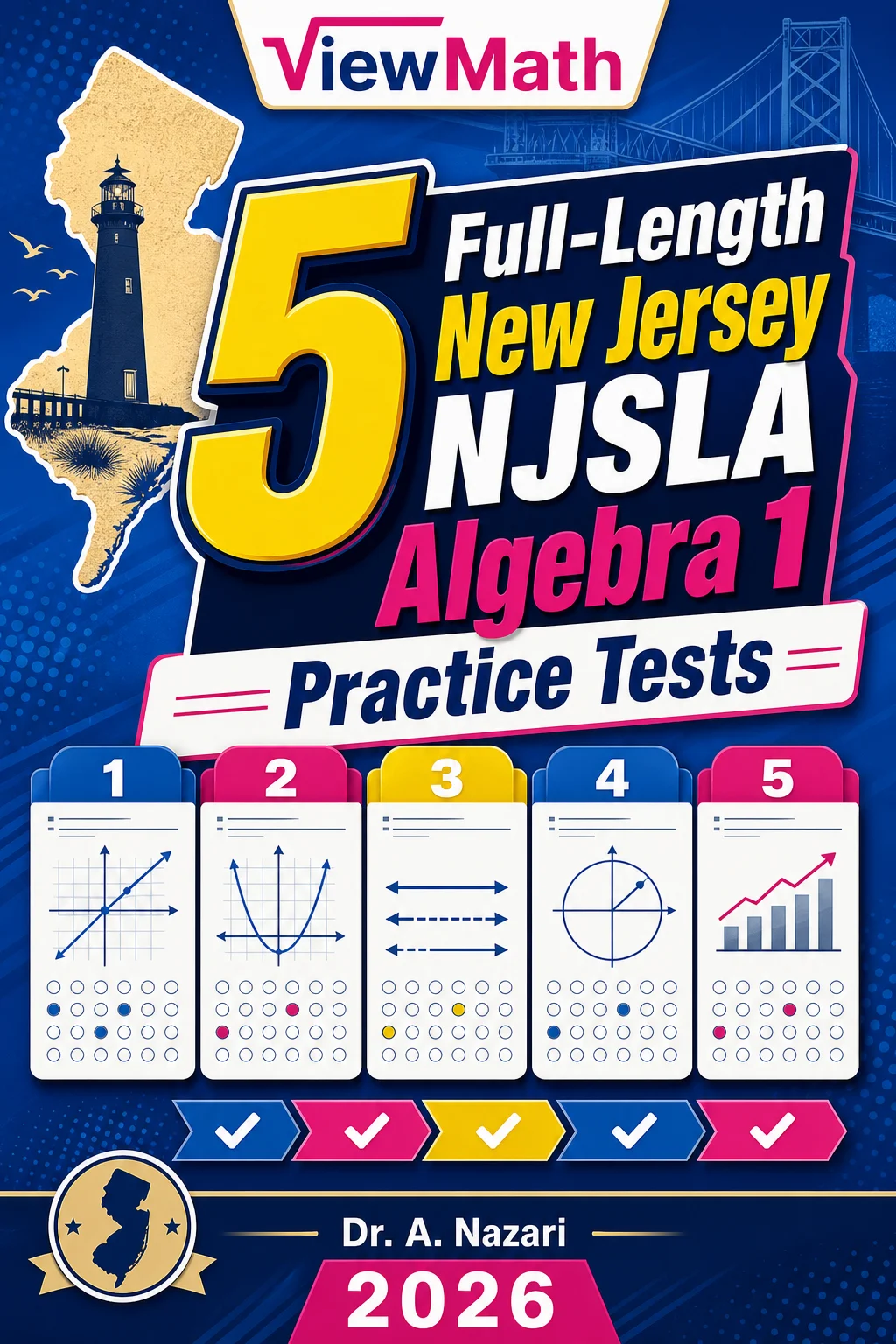 5 Full-Length New Jersey NJSLA Algebra 1 Math Practice Tests