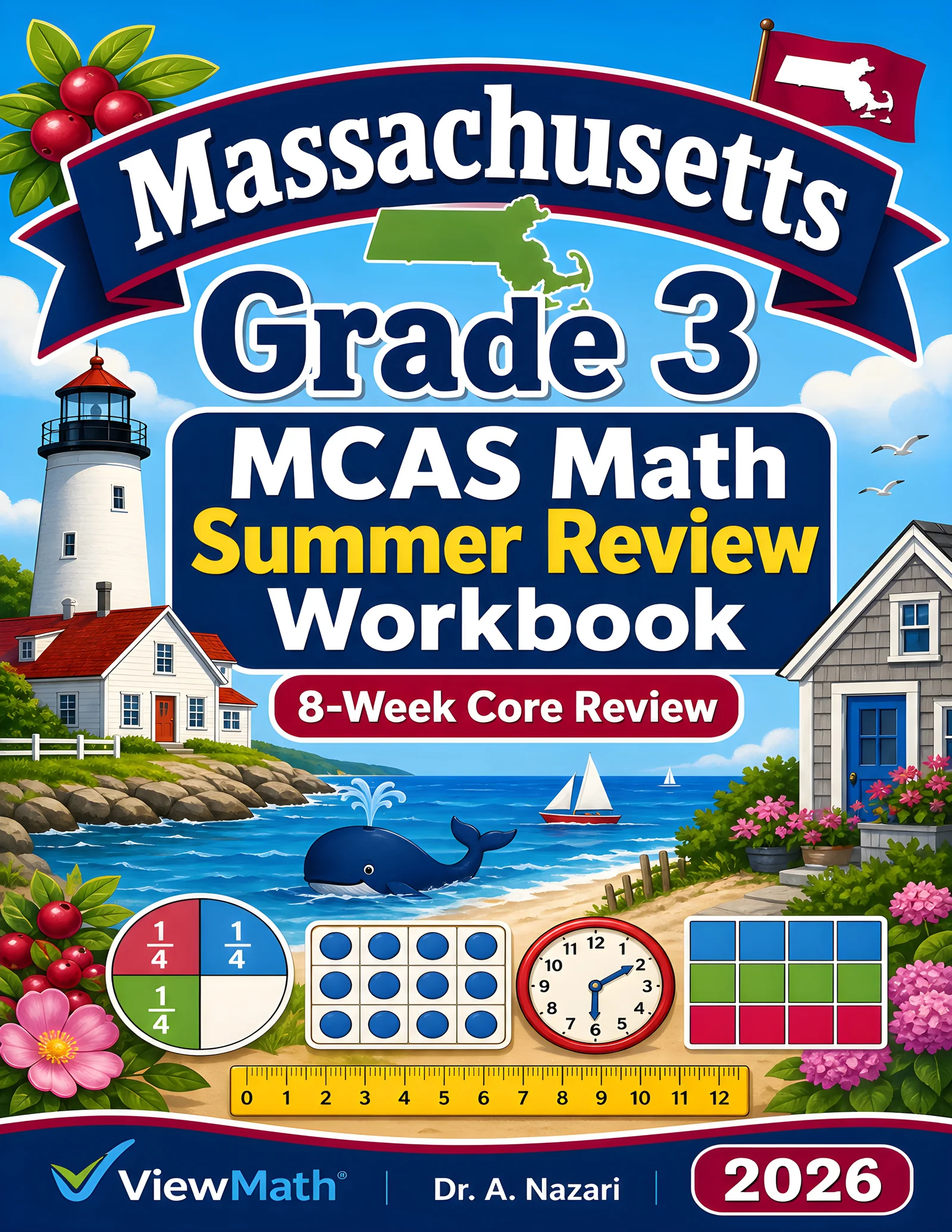 Massachusetts MCAS Grade 3 Math Summer Review Workbook