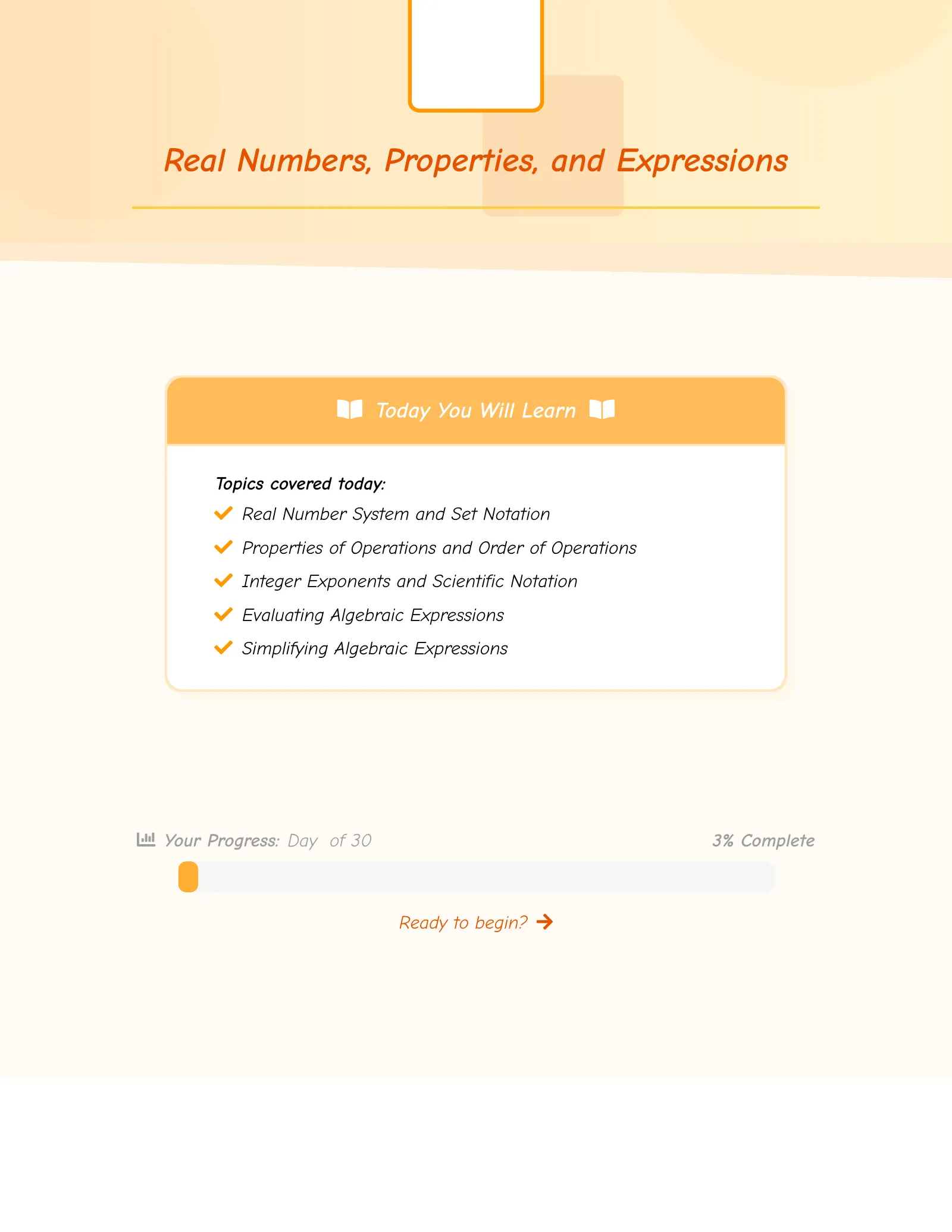 Representative ViewMath book learning or practice page