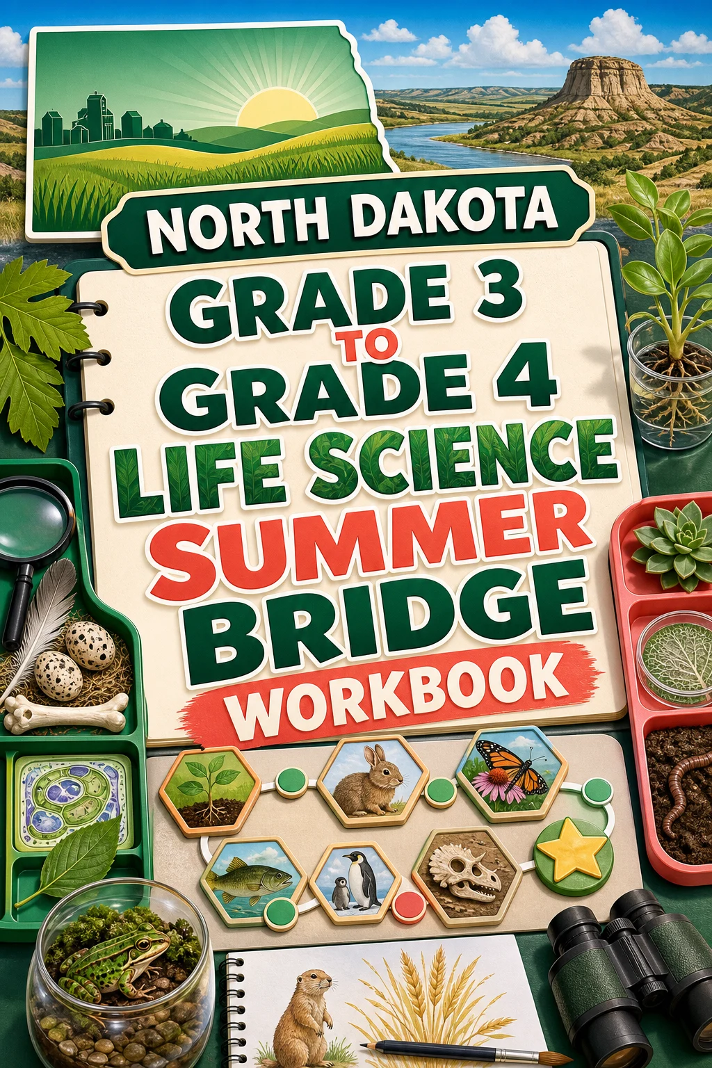 North Dakota Grade 3 to Grade 4 Life Science Summer Bridge Workbook