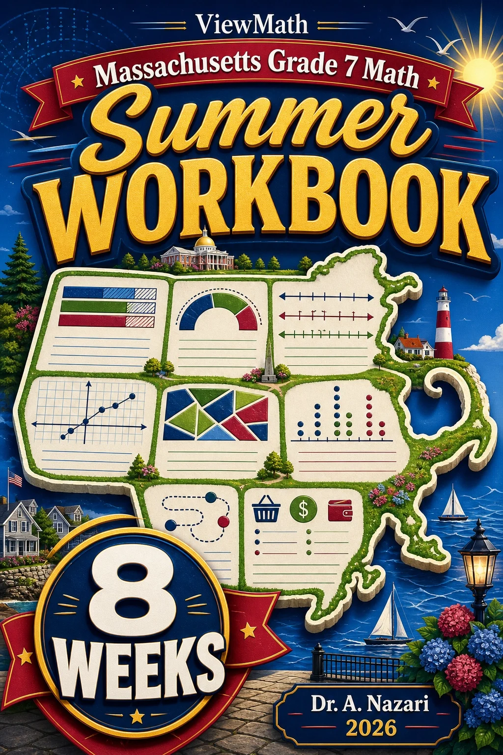 Massachusetts MCAS Grade 7 Math Summer Review Workbook