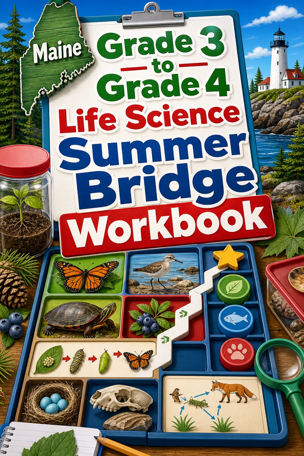 Maine Grade 3 to Grade 4 Life Science Summer Bridge Workbook